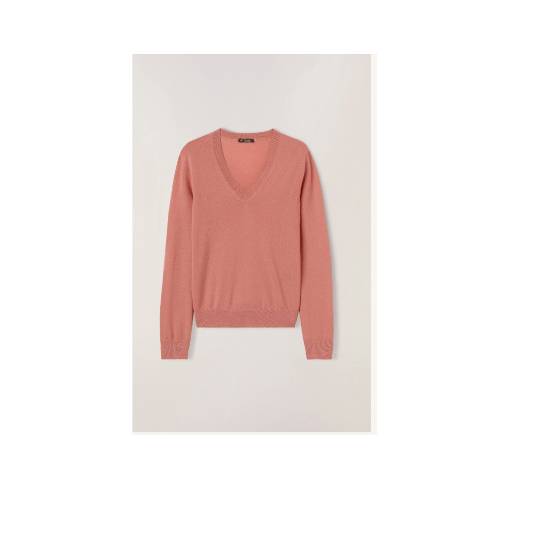 Loro Piana o1srvl11e1224 Neo Piuma V-Neck Sweater in Pink Size S / US 4 / IT 40 - 1 Thumbnail