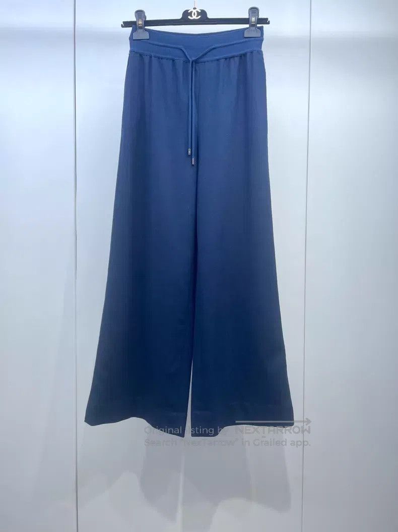 Loro Piana Loro Piana Navy Blue Drawstring Cashmere Wide Leg Pants Size 25" / US 0 / IT 36 - 1 Thumbnail