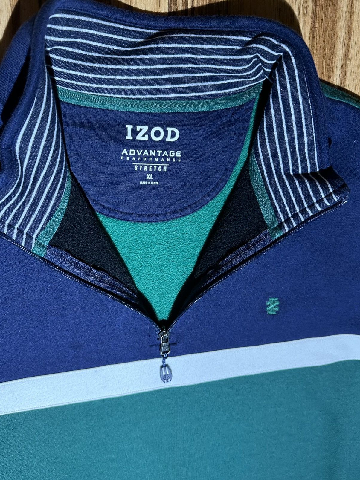 Izod Izod Men's Navy and Teal 1/4 Zip Up Sweater Size US XL / EU 56 / 4 - 5 Thumbnail