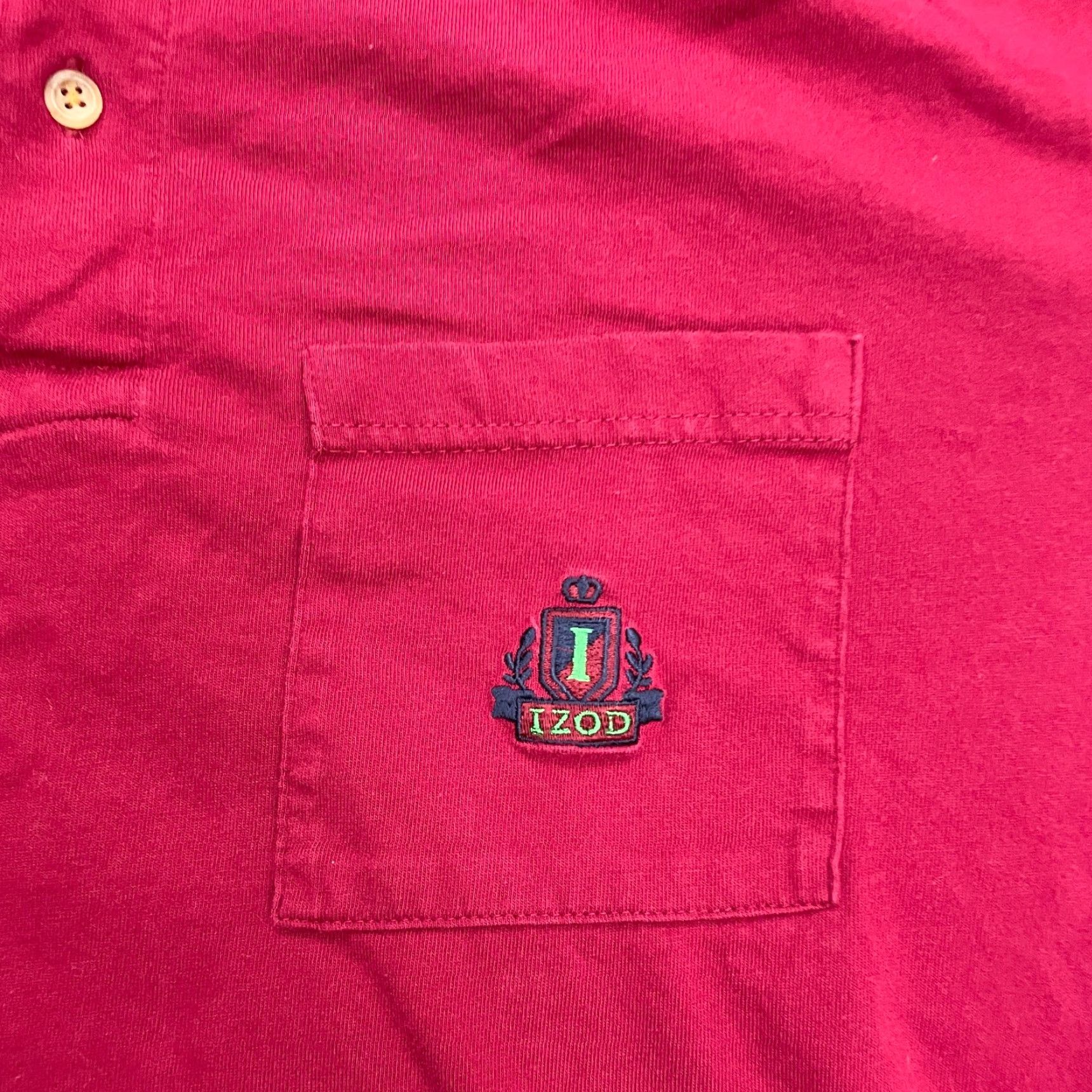 Izod VINTAGE IZOD Polo Shirt Mens L Red Cotton Short Sleeve Collared Pocket Golf Adult Large Red Smooth Logo 90s Mens Size US L / EU 52-54 / 3 - 5 Thumbnail