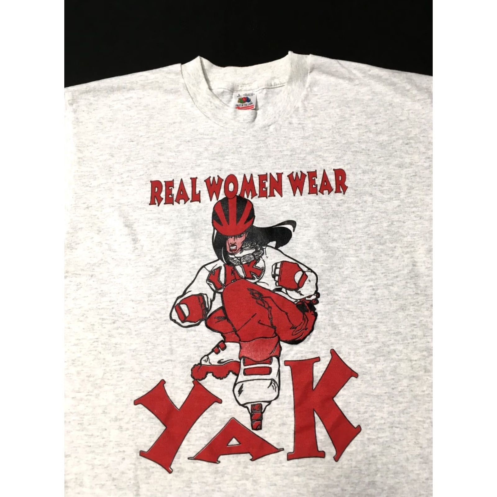 Fruit Of The Loom VINTAGE REAL WOMEN WEAR YAK T-Shirt Large single stitch GRAPHIC WOMAN POWER Size L / US 10 / IT 46 - 2 Thumbnail
