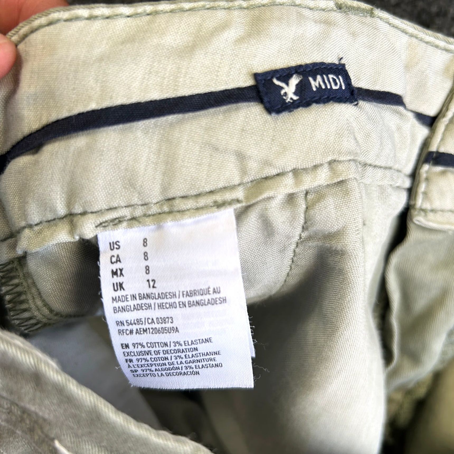 American Eagle Outfitters VINTAGE American Eagle Outfitters Chino Shorts 8 Green Low Rise 5-Pocket Design Zip Button Logo Casual Women US Retro Size 30" / US 8 / IT 44 - 5 Thumbnail