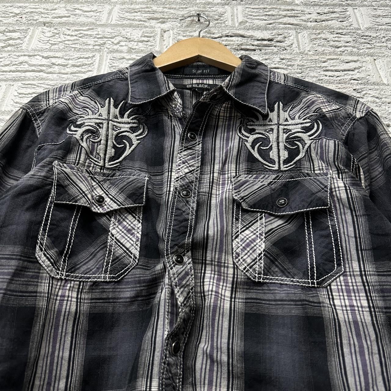 Vintage Y2K Black Pearl Snap Embroidered Collared Shirt Large Size US L / EU 52-54 / 3 - 1 Thumbnail