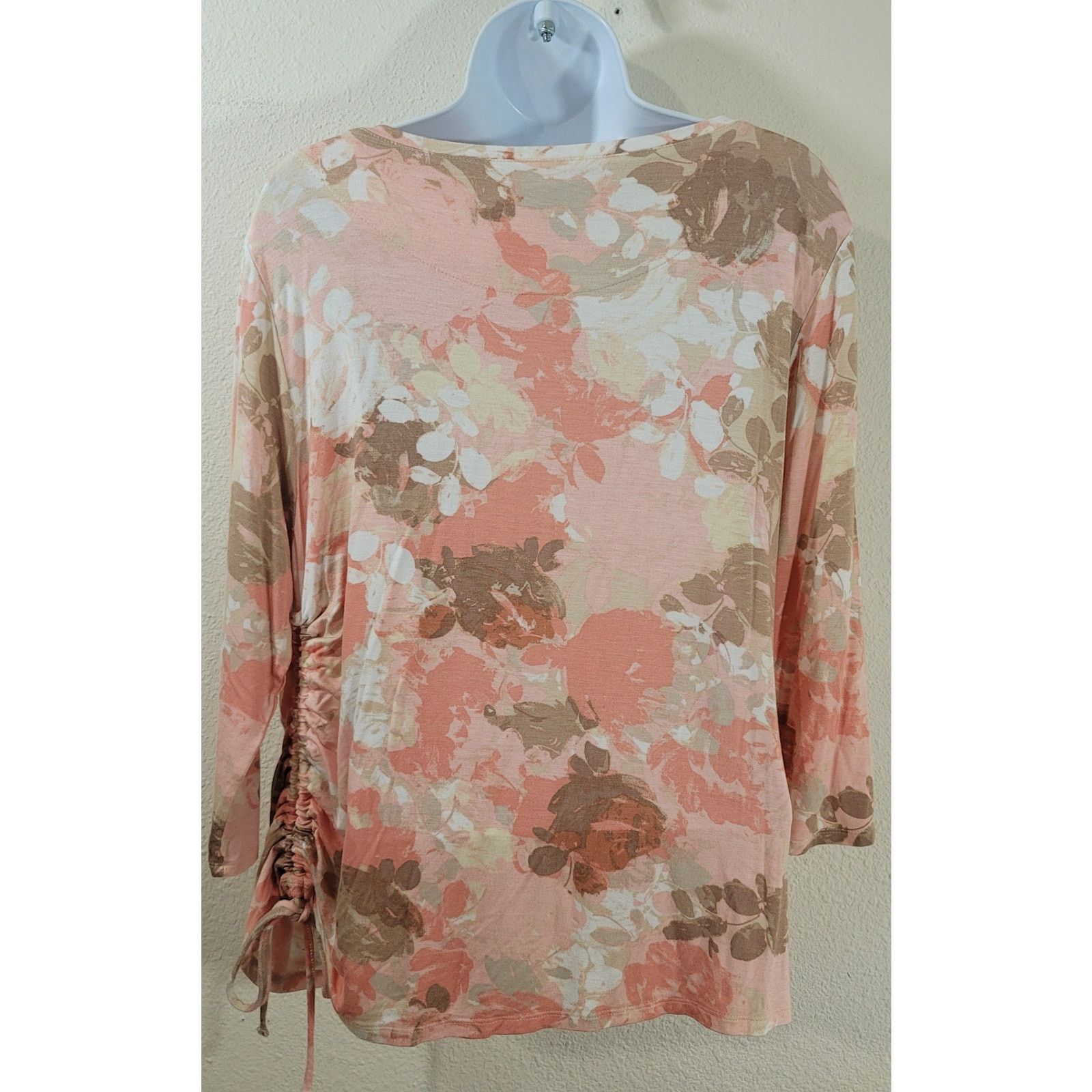 Other Ruby Rd Pink Salmon Floral Print Beaded Sequin Bodice Medium Size M / US 6-8 / IT 42-44 - 3 Thumbnail