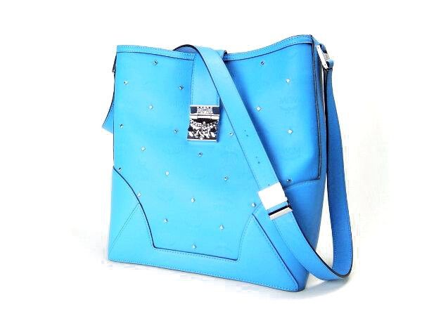 MCM Mws5Sca02Lw001 Nylon Leather Shoulder Bag Leather Shoulder Bag Mws5Sca02Lw001 in Blue, Women's