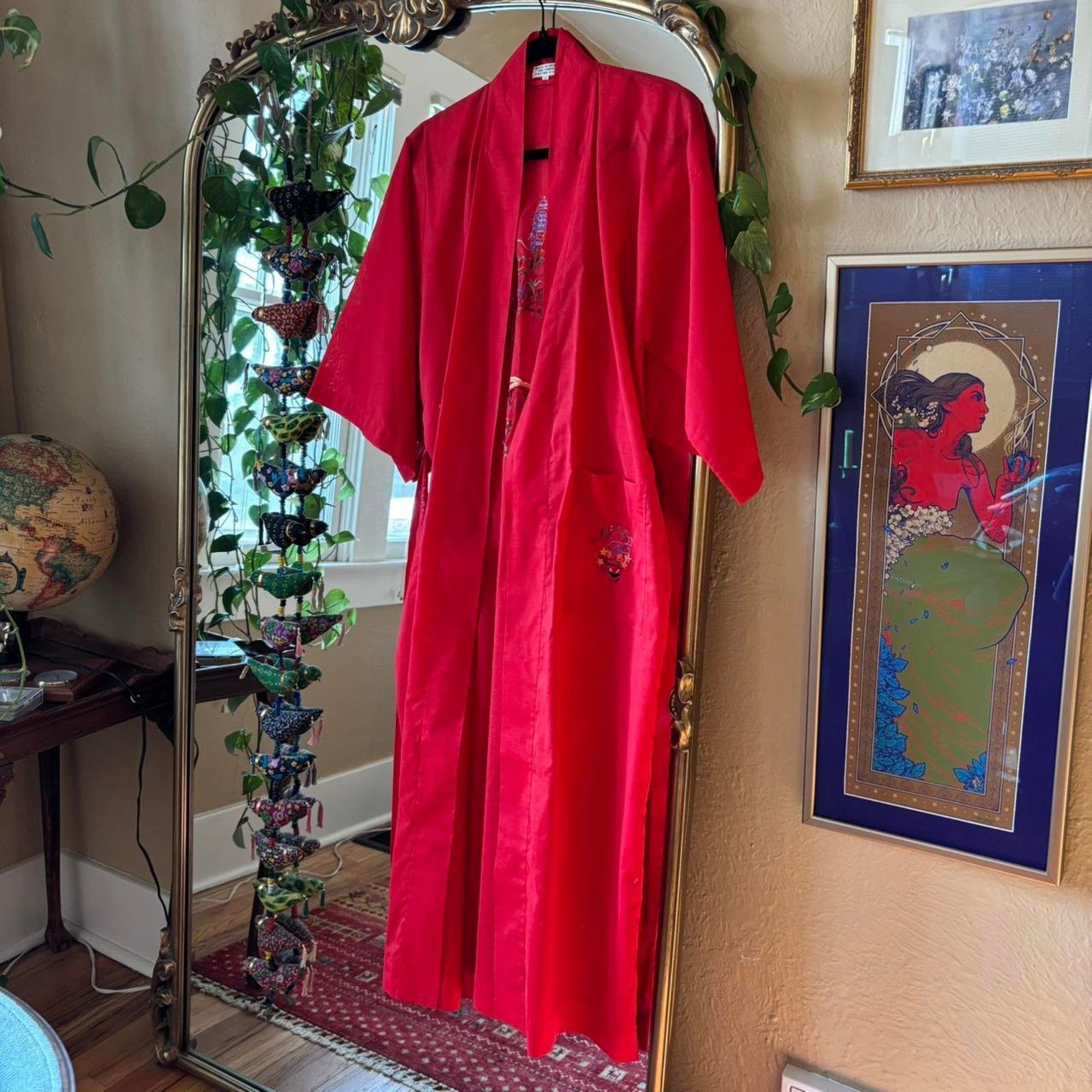 Vintage Vintage Hand Embroidered Chinese Red Belted Robe Medium Size M / US 6-8 / IT 42-44 - 7 Thumbnail