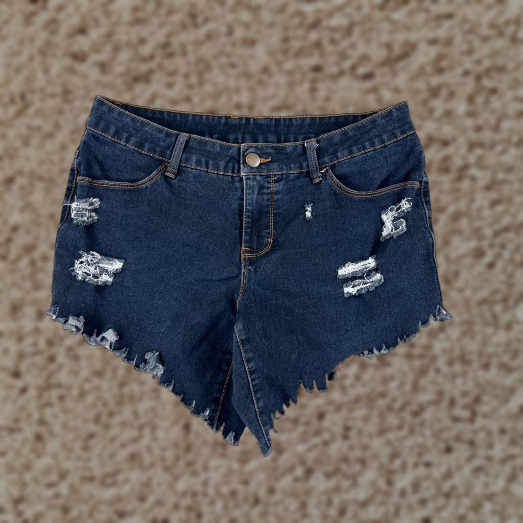 Denime FABRIZIO GIANNI Shorts Womens 31 Blue Denim Distressed Cut-Off Mid 31x5 Jeans 5 in Inseam Vintage No Casual Cotton Blend Zip Pockets Size 24" / US 00 / IT 34 - 1 Thumbnail
