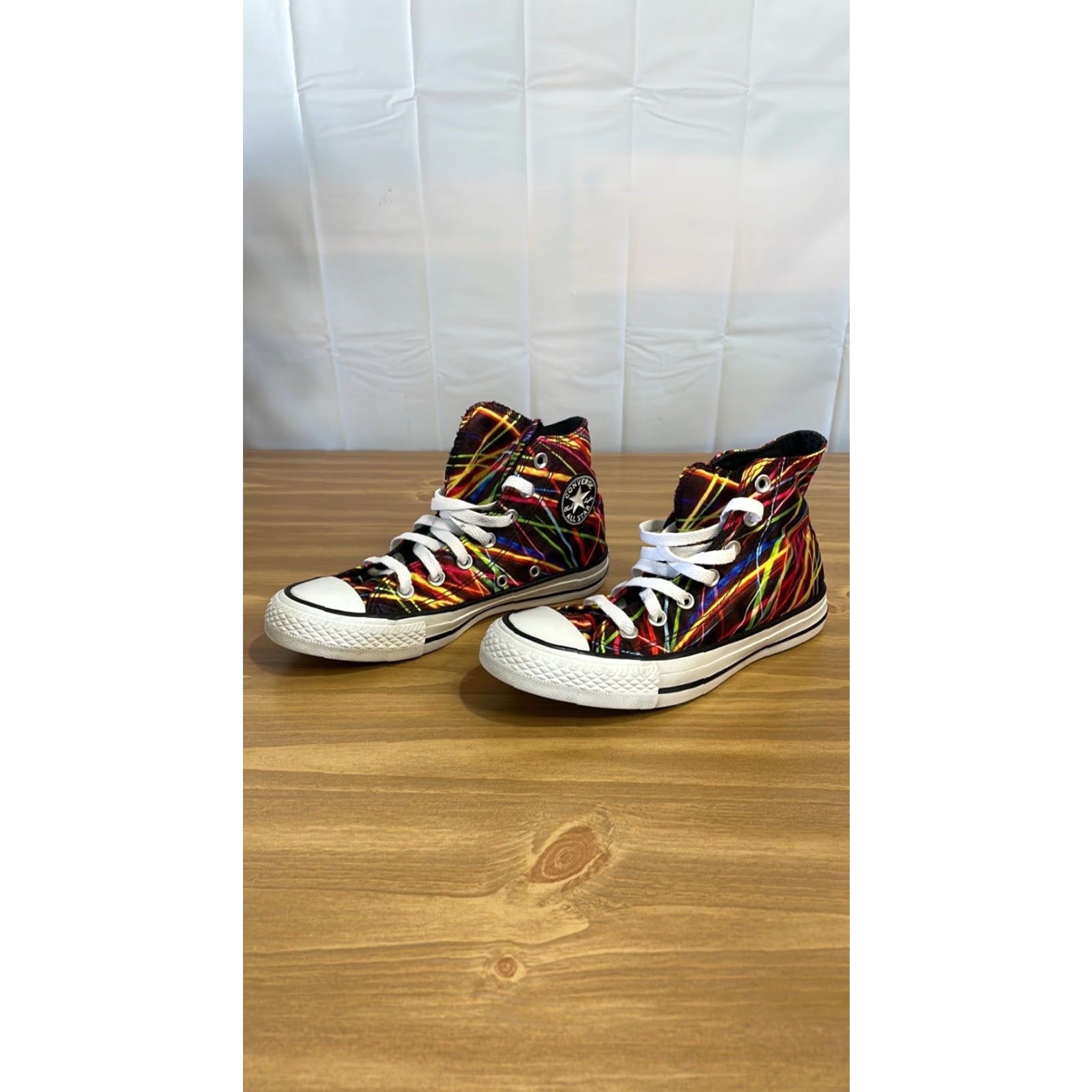 Converse Converse Hi-Top Laser Neon Striped Sneakers - Mens Size 4/Womens Size 6 Size US 4 / IT 34 - 3 Thumbnail