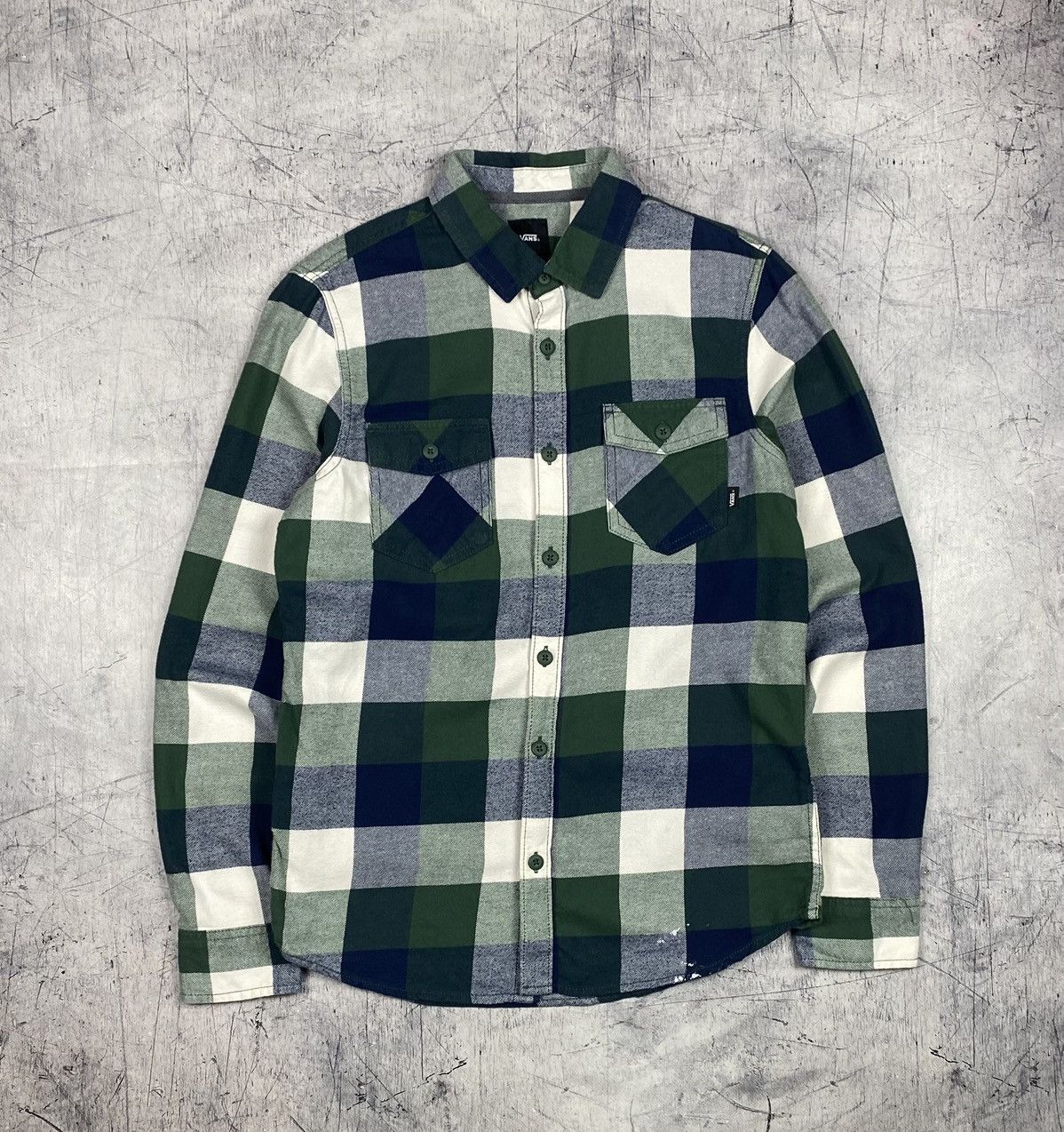 Vans Vans Plaid Flannel Shirt Green Blue Slim Fit Button Up Size US S / EU 44-46 / 1 - 2 Thumbnail