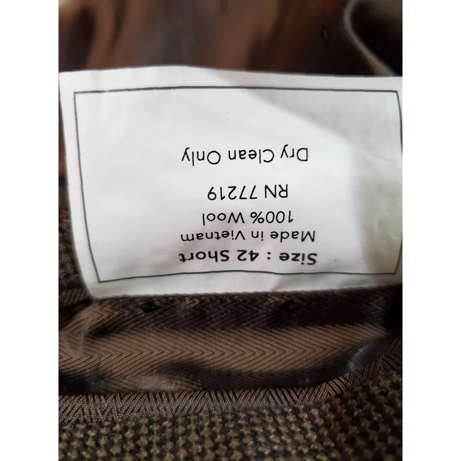 Joseph Joseph & Feiss Gold Signature Check Sport Coat 100% Wool Mens Size 42 Short Brown Houndstooth Dress Two Button Notch Size US 42 / EU 58 - 6 Thumbnail