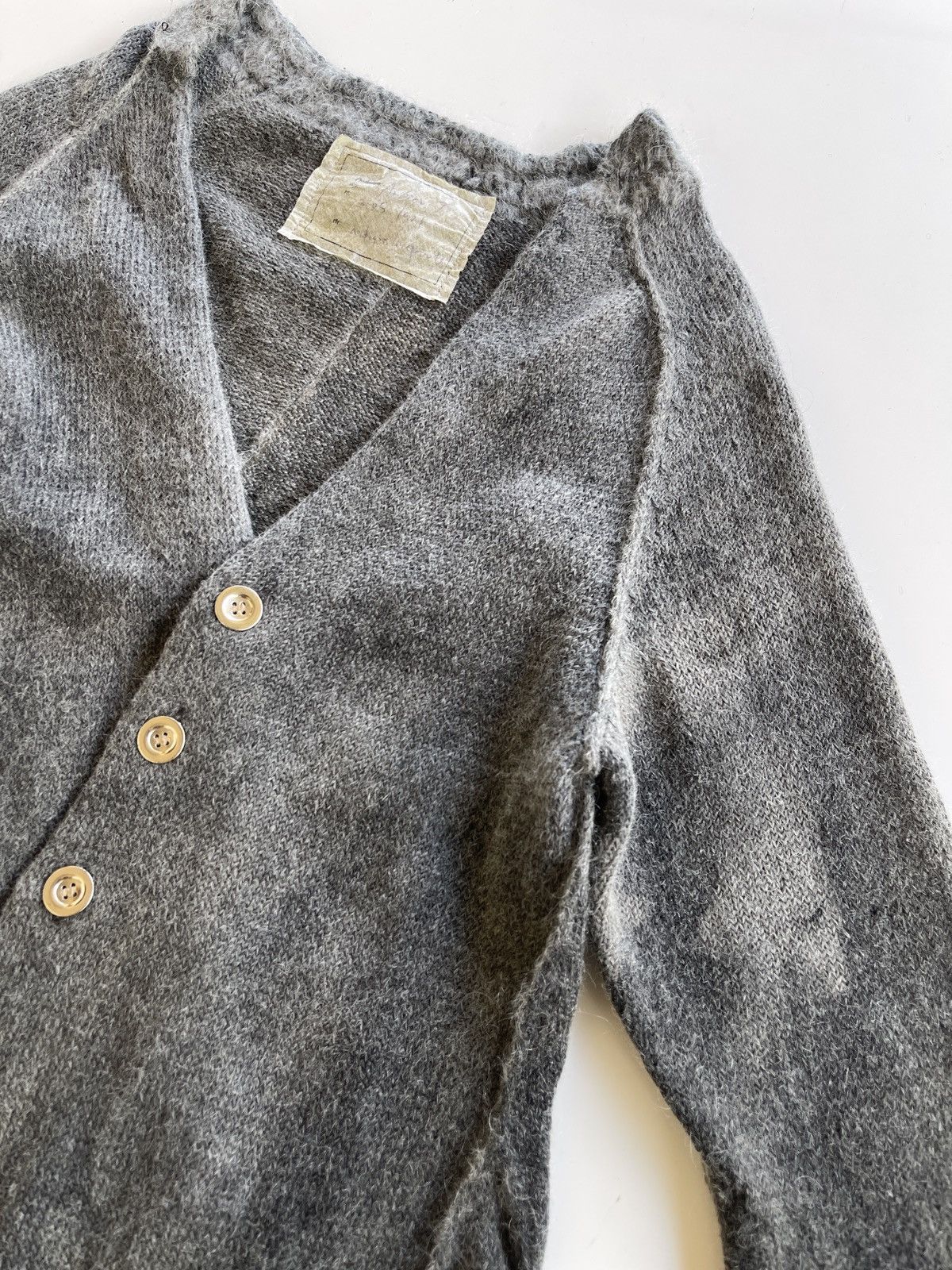 Japanese Brand 2005 Ambient Iconic Assymetrical Wool Mohair Cardigan Size S / US 4 / IT 40 - 17 Thumbnail