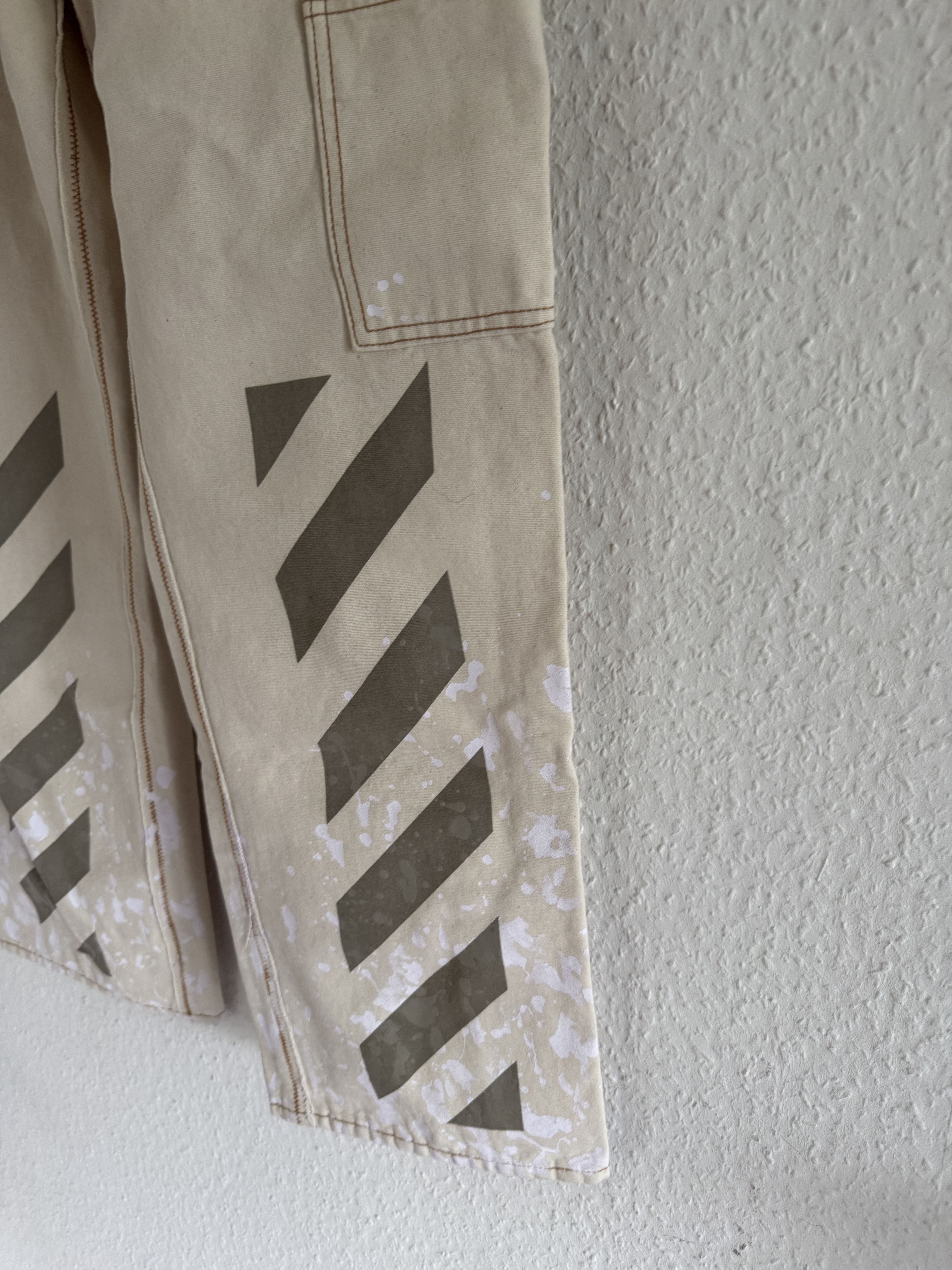 Off-White Beige Reconstructed Double Knee Carpenter Pants Size US 34 / EU 50 - 9 Thumbnail
