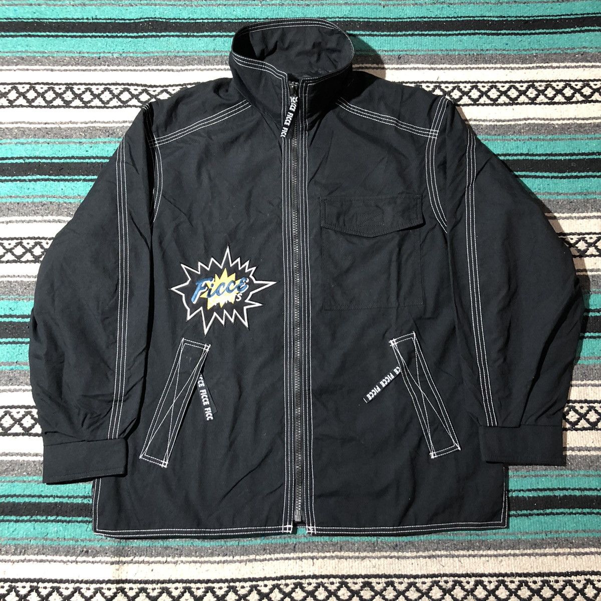 image of 20471120 x Beauty Beast 90's Ficce By Goldwin Moda "patchwork" Jacket in Black, Men's (Size Large)