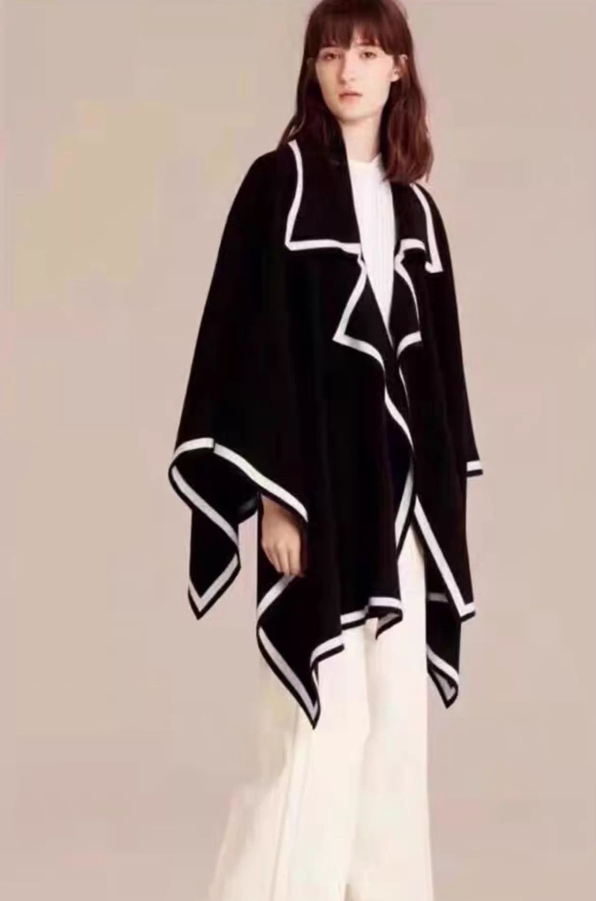 Burberry Burberry Black Label Runway B&W Colorblock Wool Shawlcoat Size ONE SIZE - 1 Thumbnail
