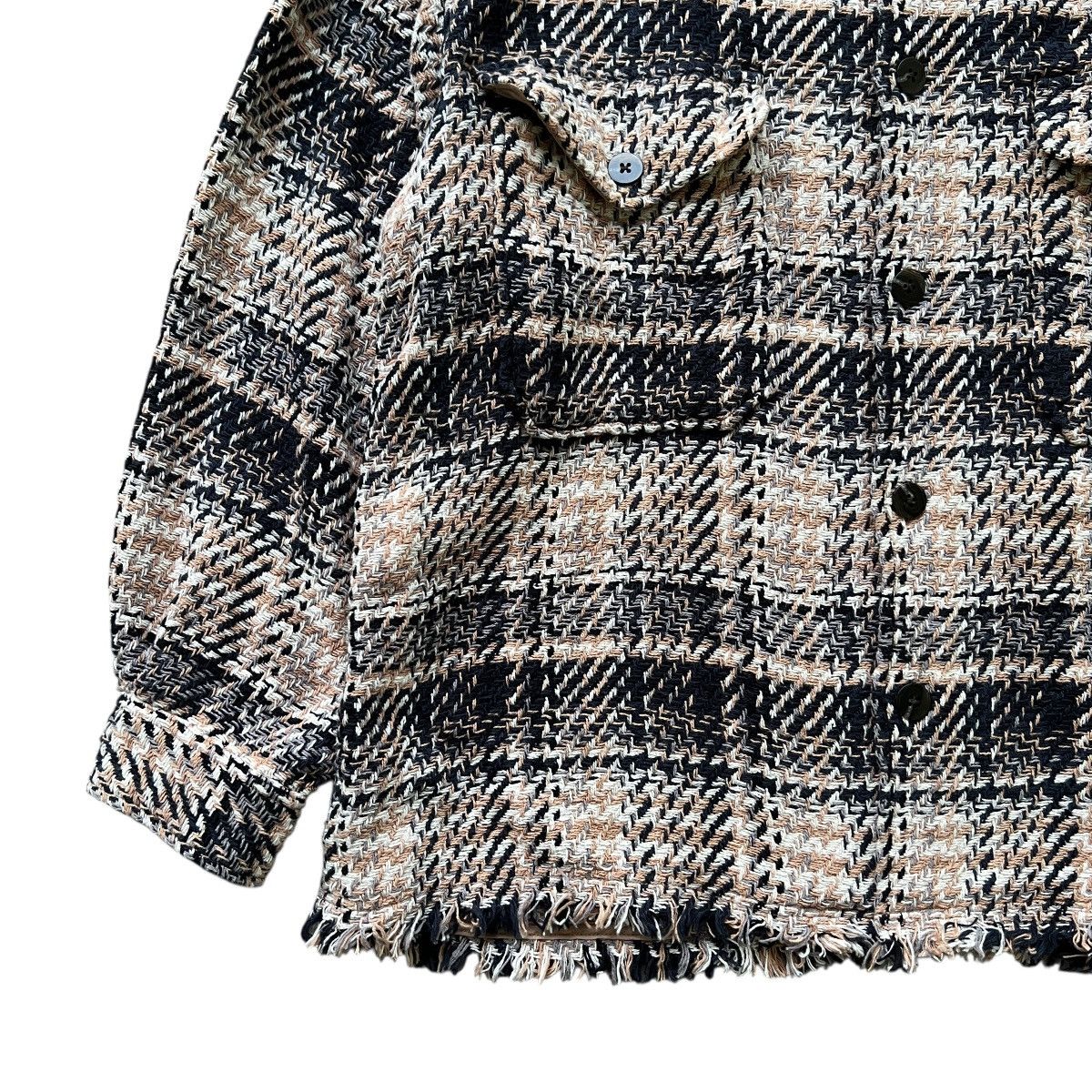 Beams Japan 🔥 Beams Shadow Plaid Knit Cpo Shirt Jacket Size US M / EU 48-50 / 2 - 4 Thumbnail