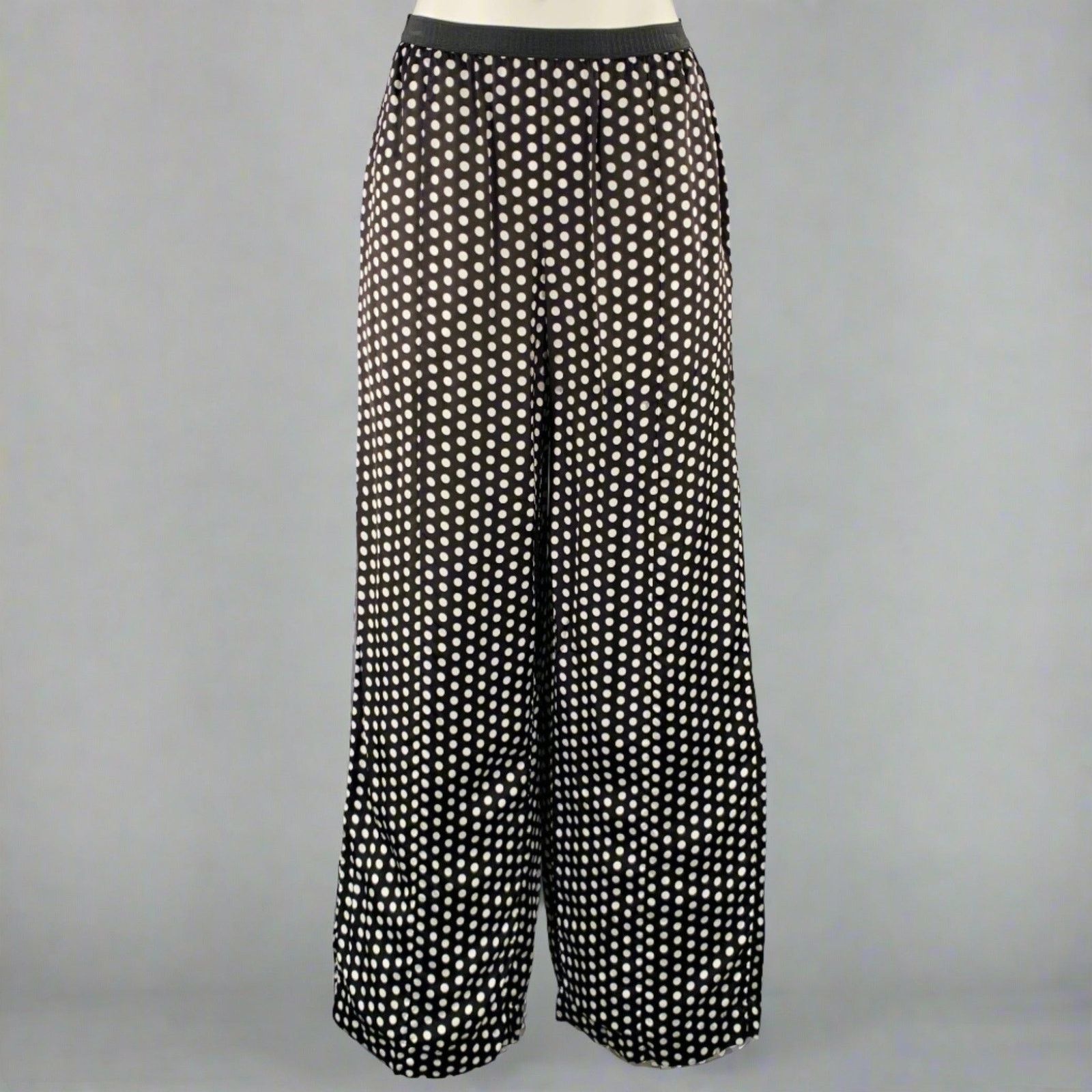 Plan C Black White Viscose Polka Dot Elastic Waistband Casual Pants Size 24" / US 00 / IT 34 - 1 Thumbnail