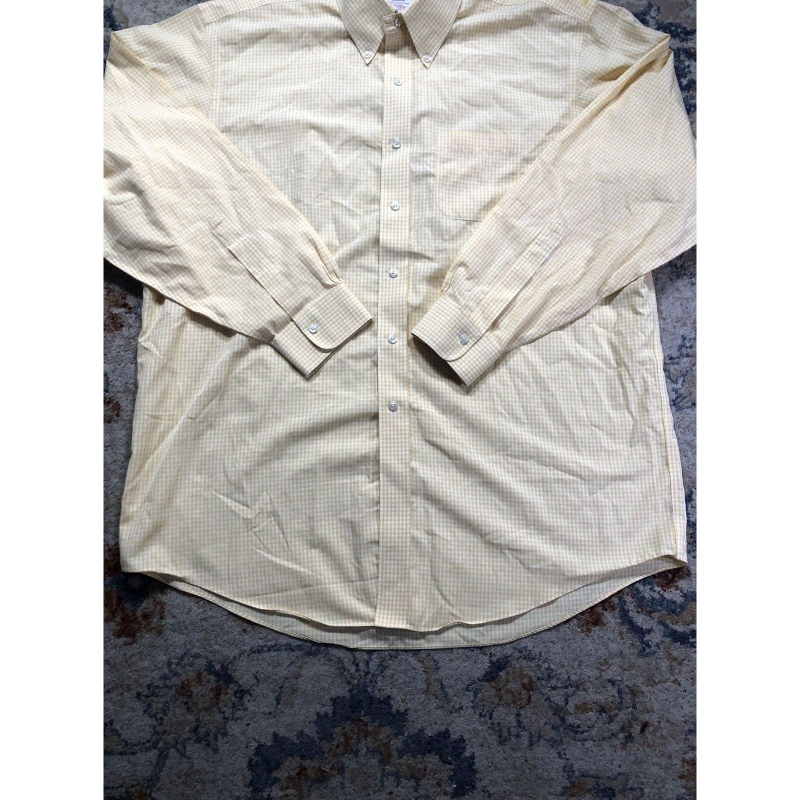 Brooks Brothers Brooks Brothers Madison Shirt Mens 17.5 34/35 Yellow Gingham Non Iron Supima Dress Shirt Button-Down Collar 100% Cotton Size US XXL / EU 58 / 5 - 5 Thumbnail