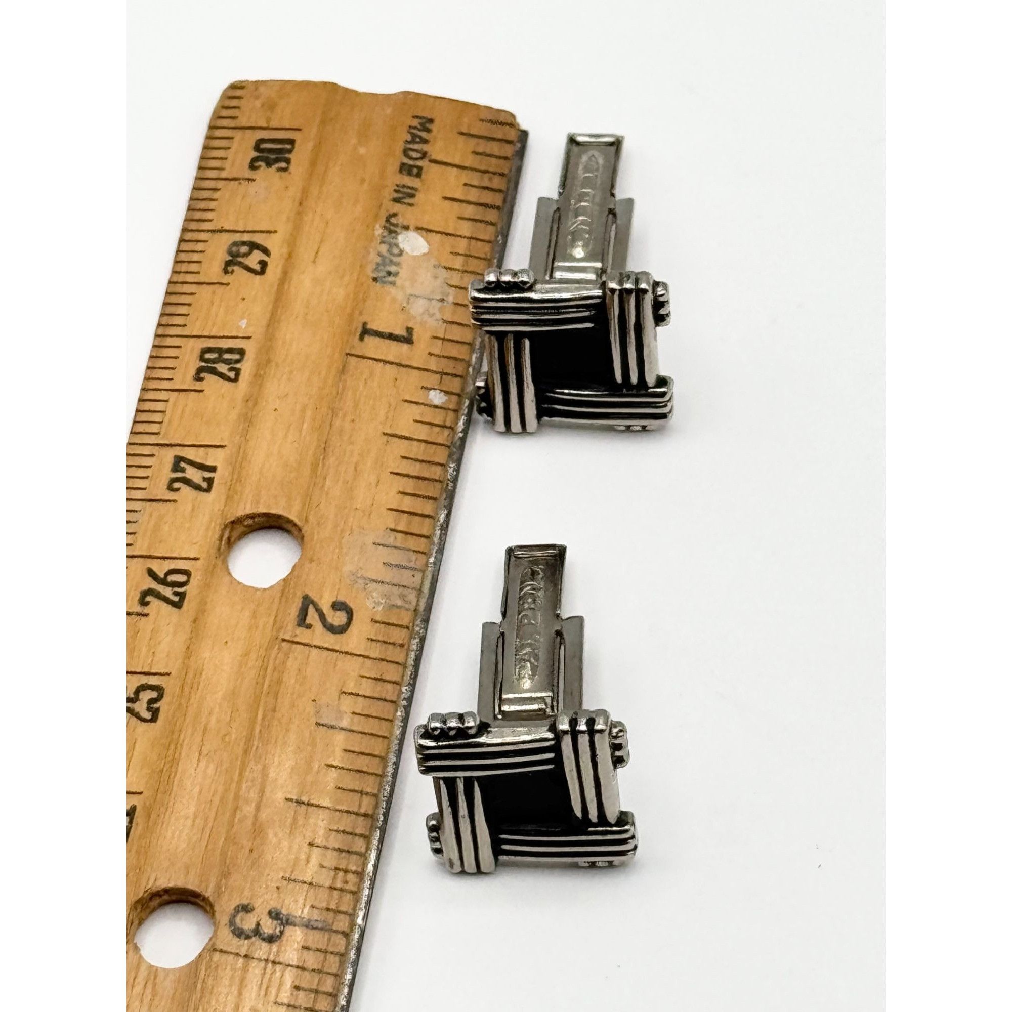 Vintage Vintage silver tone black unisex cuff links Size ONE SIZE - 3 Thumbnail