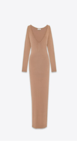 Saint Laurent Paris o1tp1o1224 Long Dress In Knit in Beige Size M / US 6-8 / IT 42-44 - 1 Thumbnail