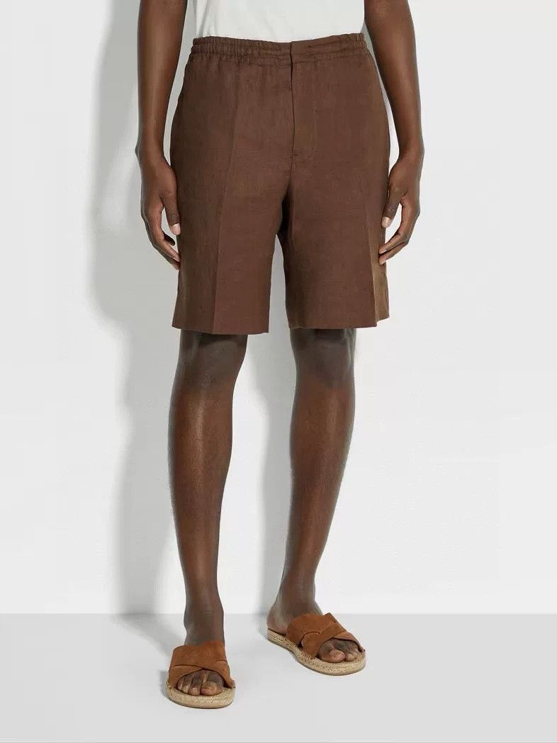 Ermenegildo Zegna Zegna Deep Brown Linen Casual Shorts Size US 36 / EU 52 - 7 Thumbnail