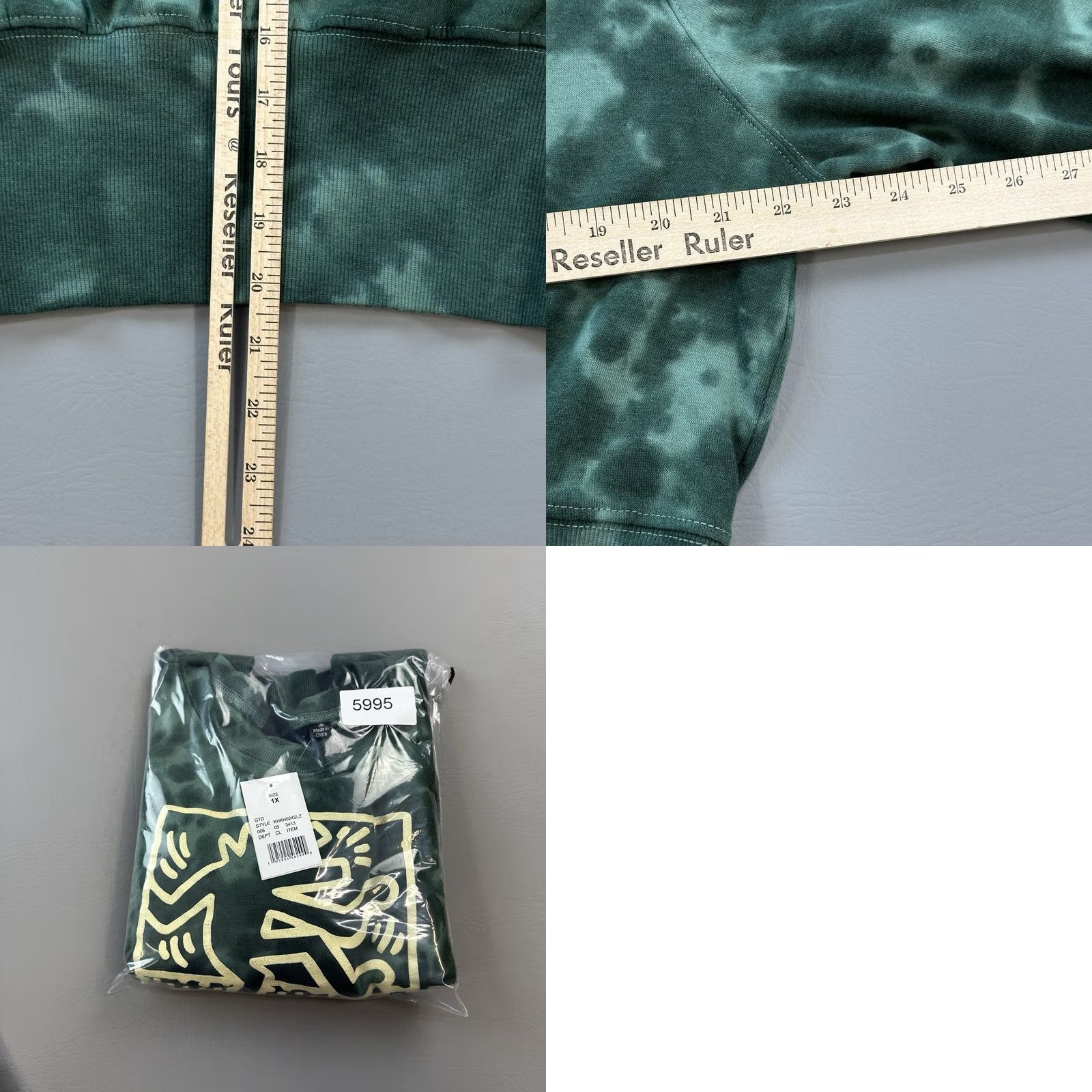 Vintage Keith Haring Sweatshirt Women’s 1X Green Tie Dye Wide Rib Crewneck Pullover NWT Size XL / US 12-14 / IT 48-50 - 9 Thumbnail