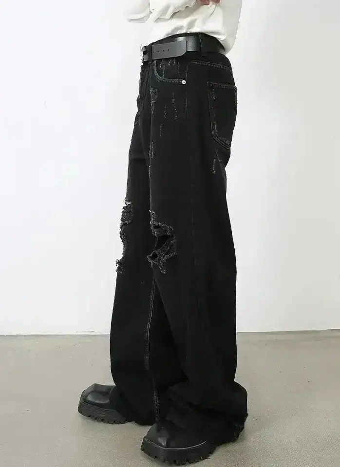 Japanese Brand Design Loose Hole Punk Baggy Style Jeans Pants y2k Size US 32 / EU 48 - 4 Thumbnail