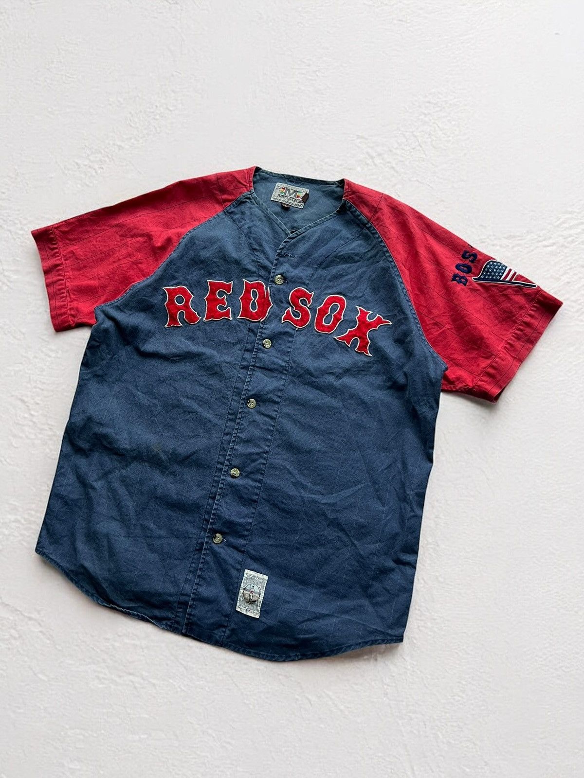 Band Tees × Vintage RED SOX BOSTON USA FLAG RETRO JERSEY VINTAGE TEE BASEBALL Size US L / EU 52-54 / 3 - 2 Thumbnail