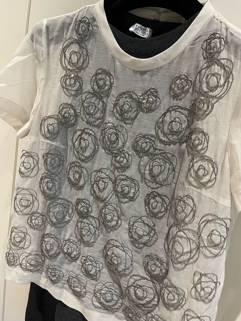 Brunello Cucinelli Brunello Cucinelli Jeweled Embroidered Top Two-Piece Set Size XS / US 0-2 / IT 36-38 - 2 Thumbnail