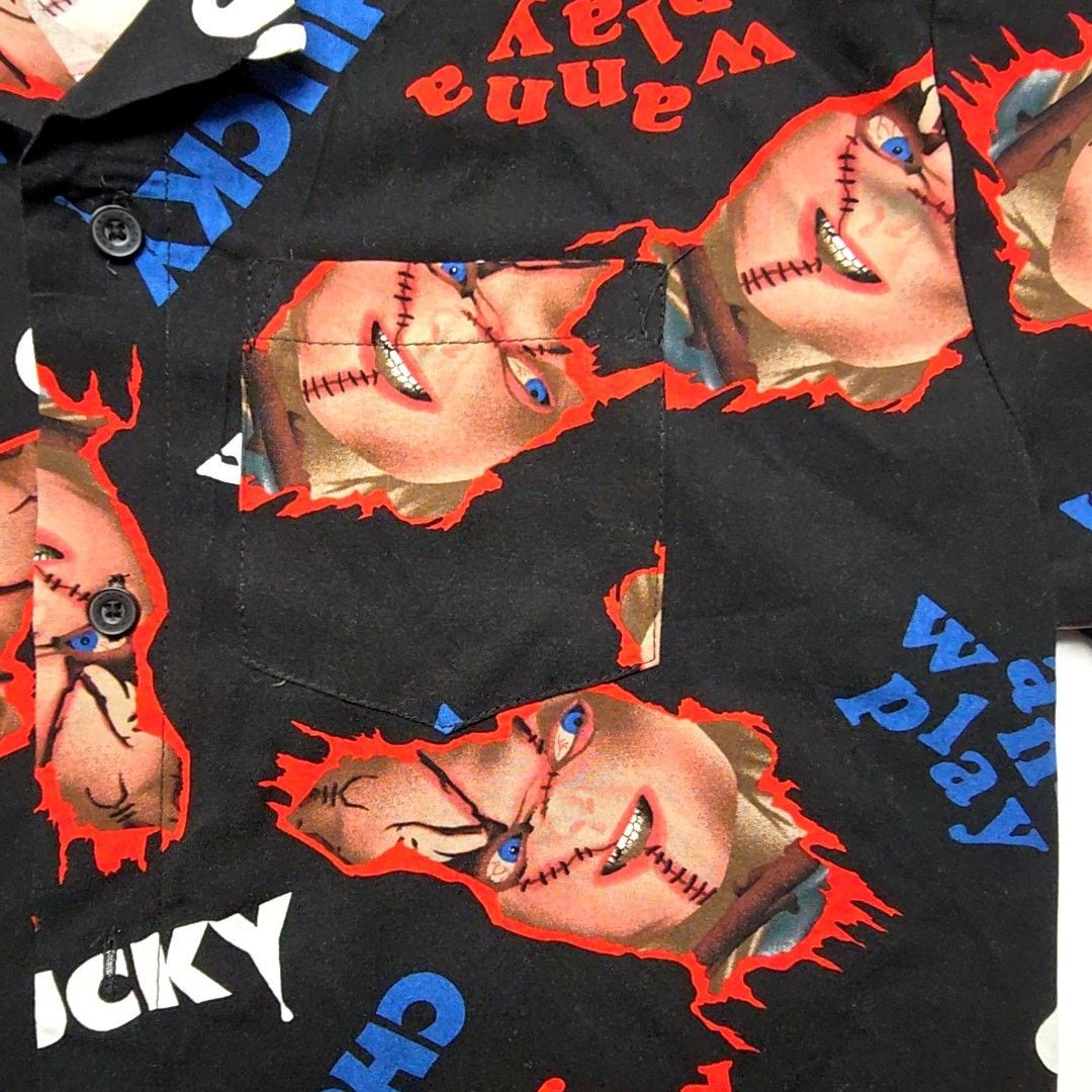 Other Chucky Horror Movie Shirt Wanna Play AOP Medium Button Up Size US M / EU 48-50 / 2 - 4 Thumbnail