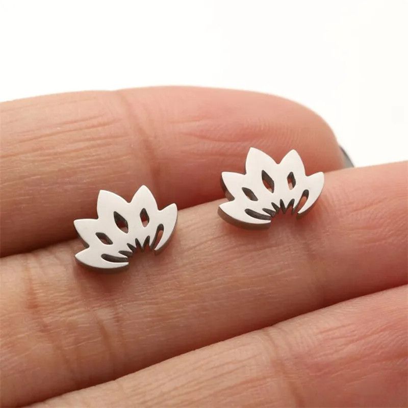 Jewelry Lotus Flower Earrings Charm Earring Gift Size ONE SIZE - 1 Thumbnail