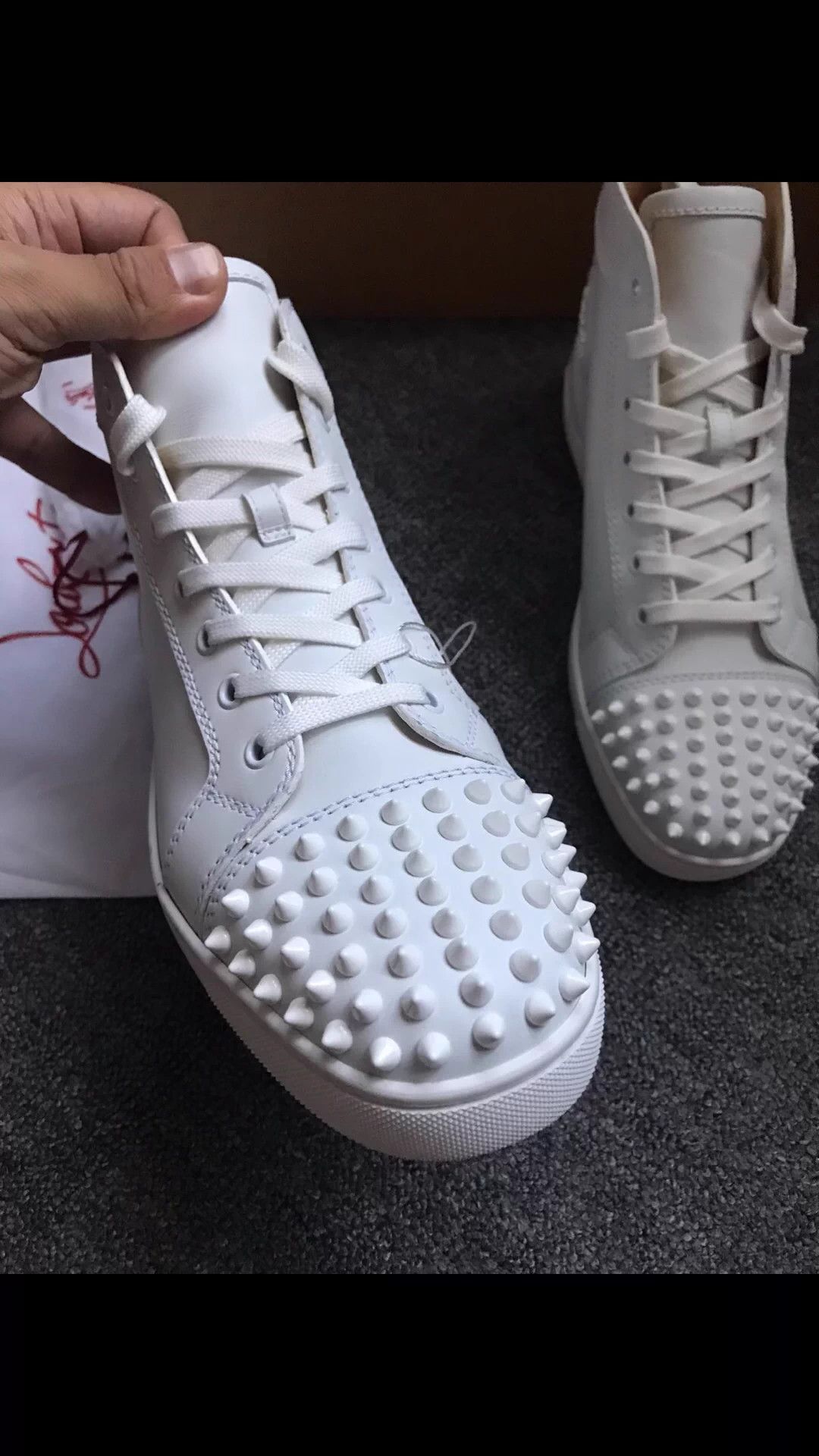 Christian Louboutin CL White Leather Side Disc Sneaker 40.5 EU Runs Large Size US 7.5 / EU 40-41 - 5 Thumbnail