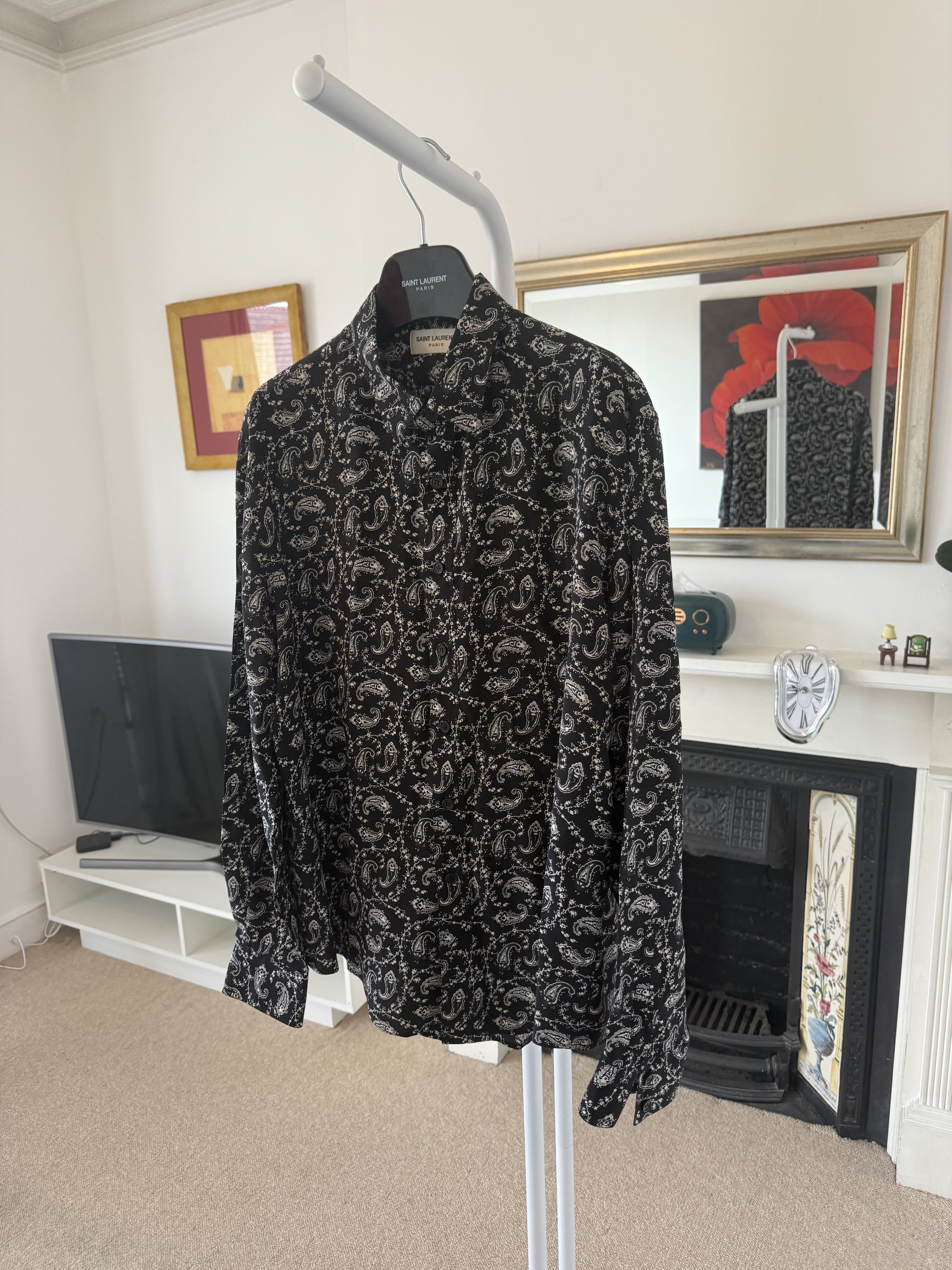 Saint Laurent Paris SS14 Saint Laurent Paisley Silk Shirt Size US XL / EU 56 / 4 - 2 Thumbnail