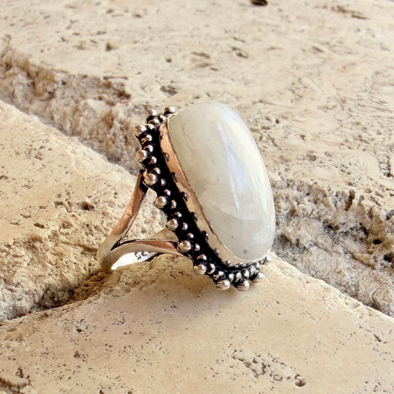The Unbranded Brand Rainbow Moonstone 925 Silver Overlay Ring Size 9 Size ONE SIZE - 5 Thumbnail