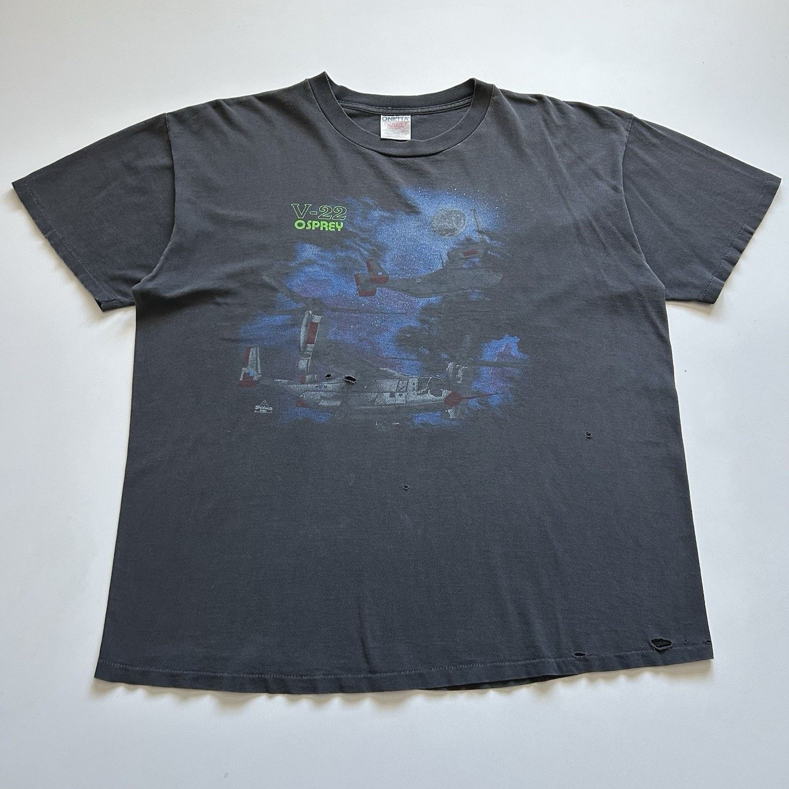 Vintage 90s Boeing V-22 Osprey T Shirt XL Faded Distressed