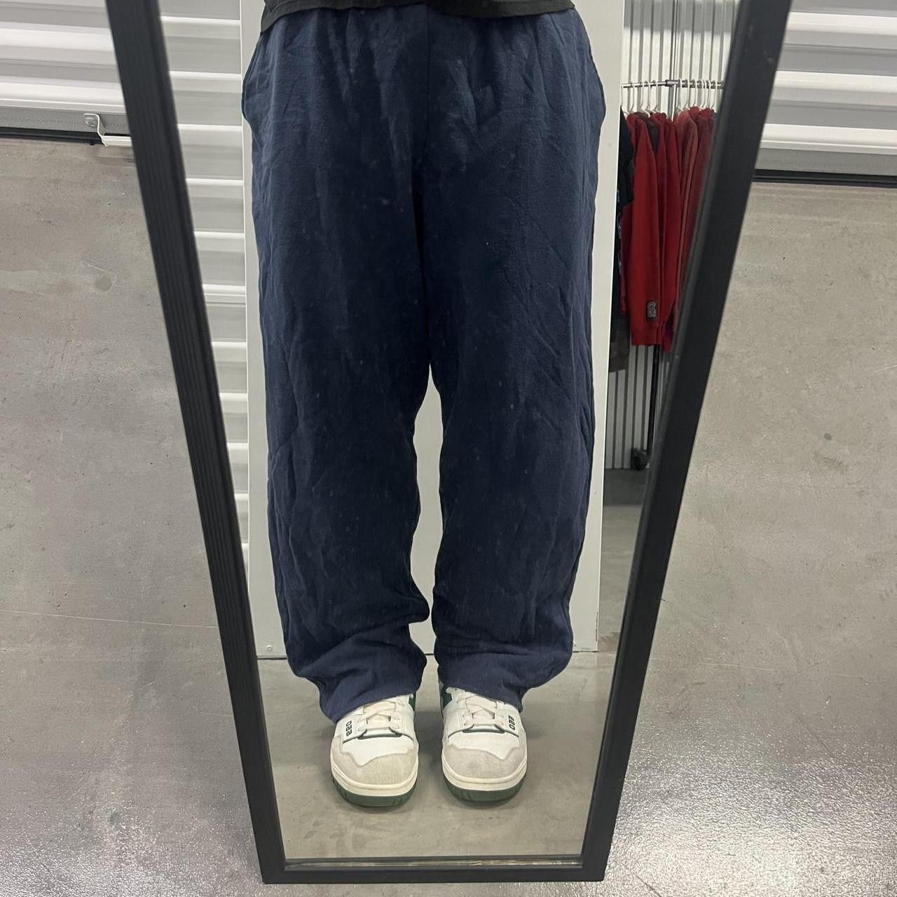Vintage Crazy Vintage Y2K/2000s Baggy Wide Leg Navy Blue Sweatpants with adjustable waistband and pockets! Size US 38 / EU 54 - 1 Thumbnail
