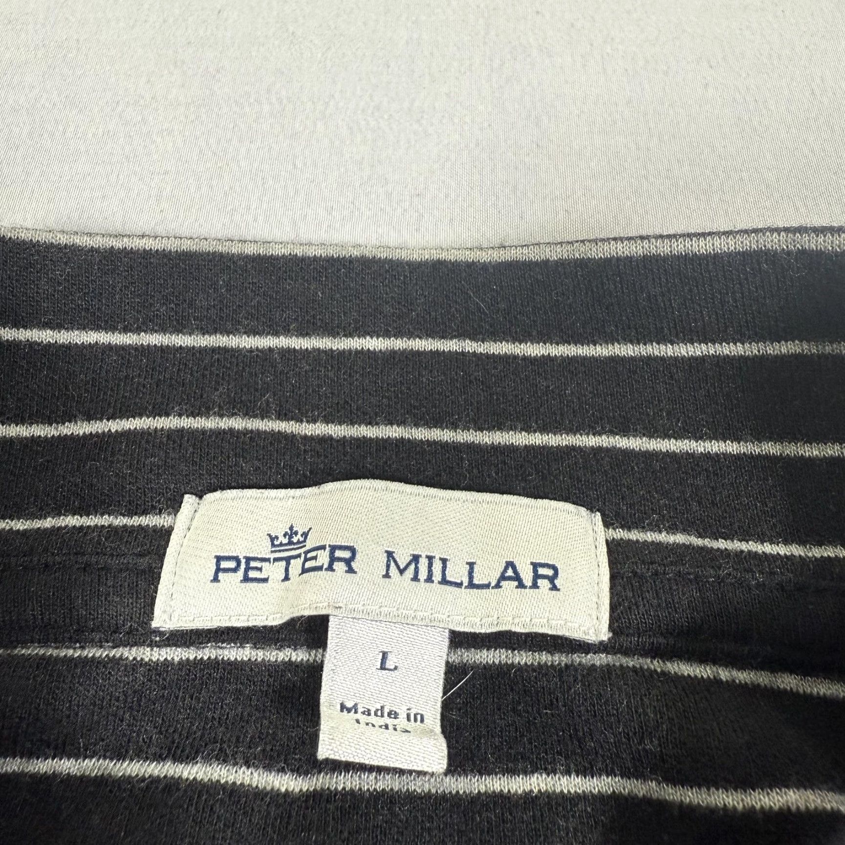Peter Millar Peter Millar Shirt Mens L Gray Striped 1/4 Zip Pullover Knit Golf Casual Size US L / EU 52-54 / 3 - 6 Thumbnail