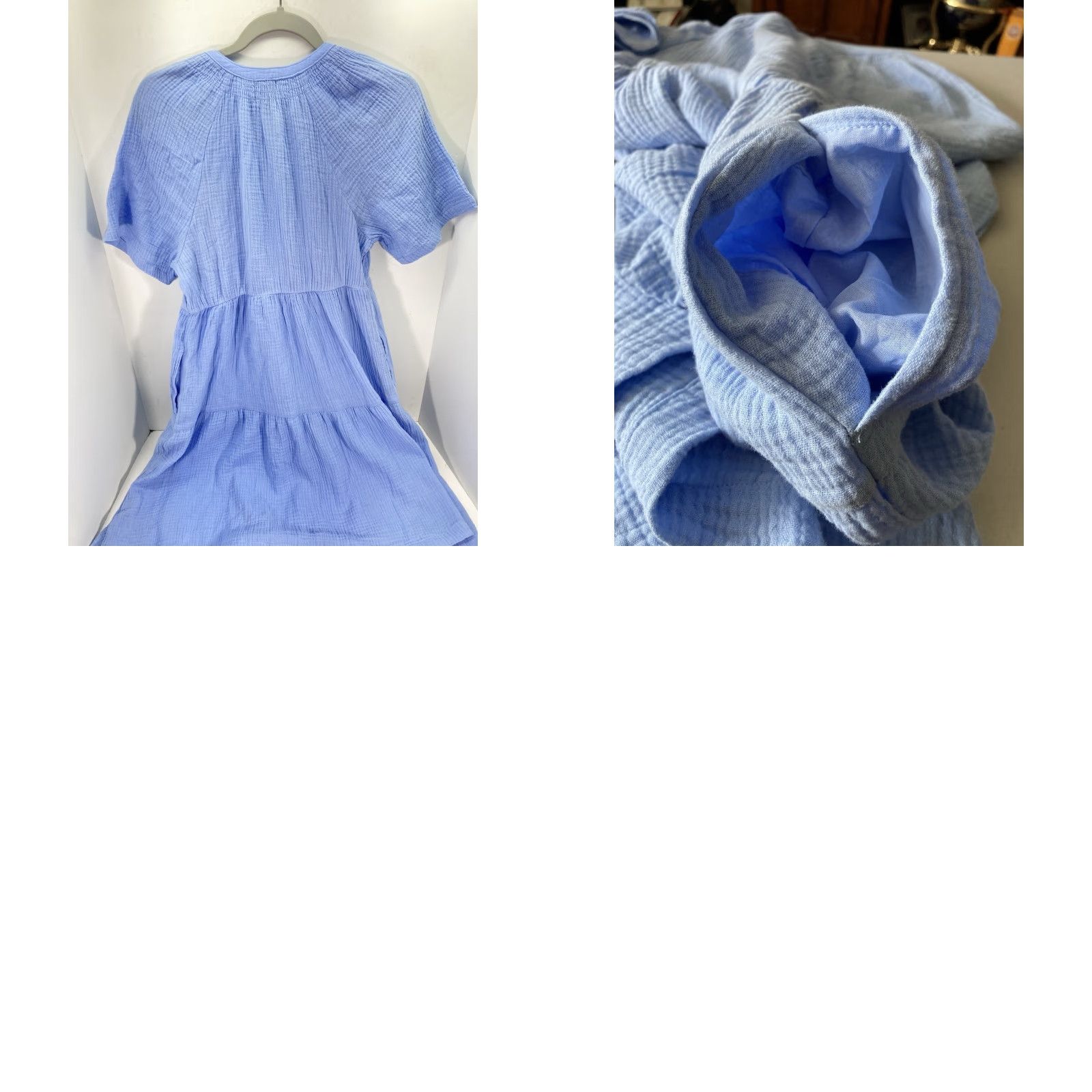 Gap Gap Gauze Tiered Dress Women XS Blue Short Sleeve Pockets Crinkled NWT Maxi Dress Size 26" / US 2 / IT 38 - 9 Thumbnail
