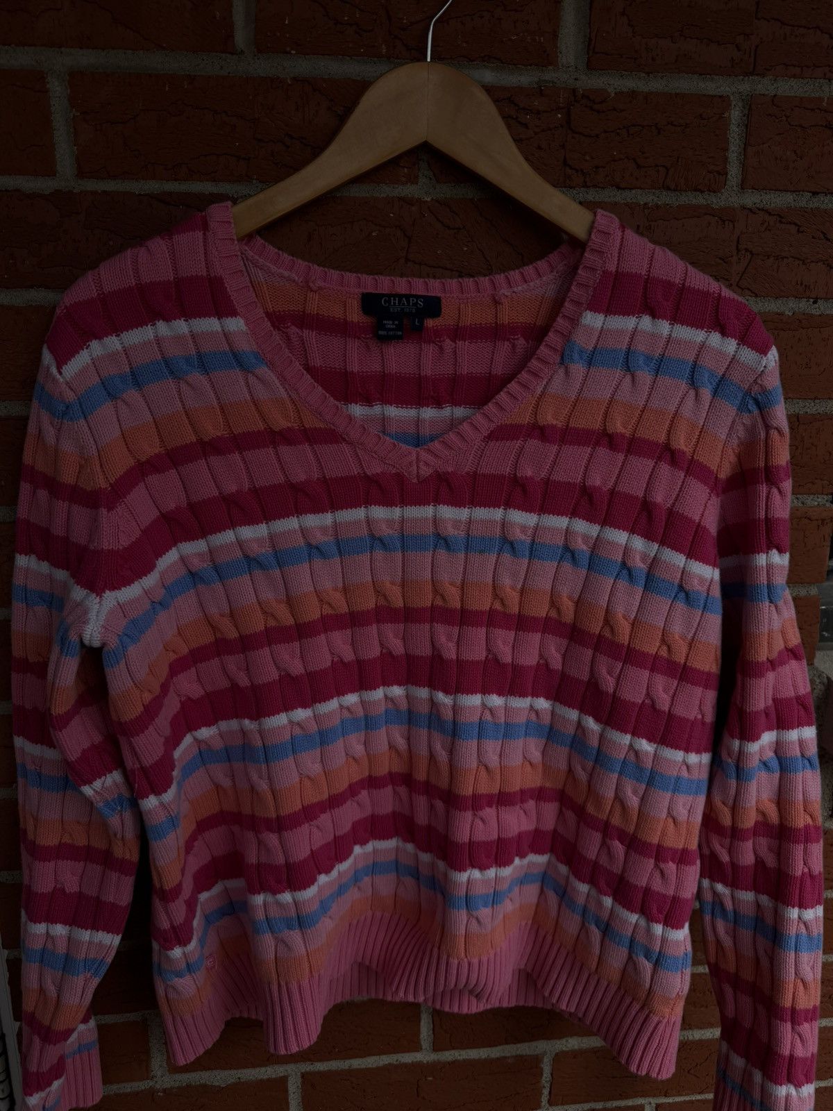 Chaps Chaps pink striped sweater Size L Size L / US 10 / IT 46 - 1 Thumbnail