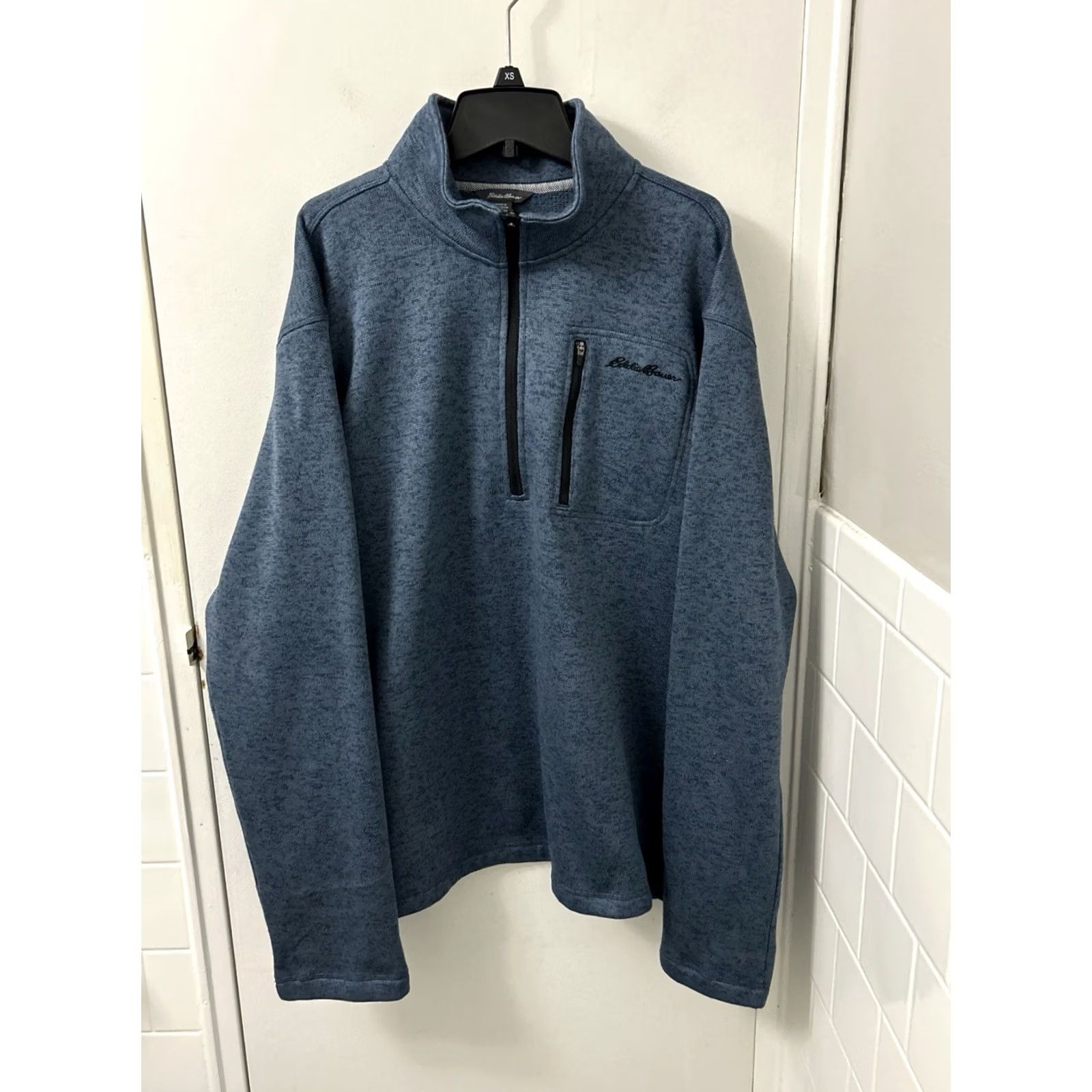 Eddie Bauer VINTAGE Eddie Bauer 1/4 Zip Mens Sweatshirt Pullover 2XL Blue Fleece Pocket L/S Mock Neck Zipper Size US XXL / EU 58 / 5 - 2 Thumbnail