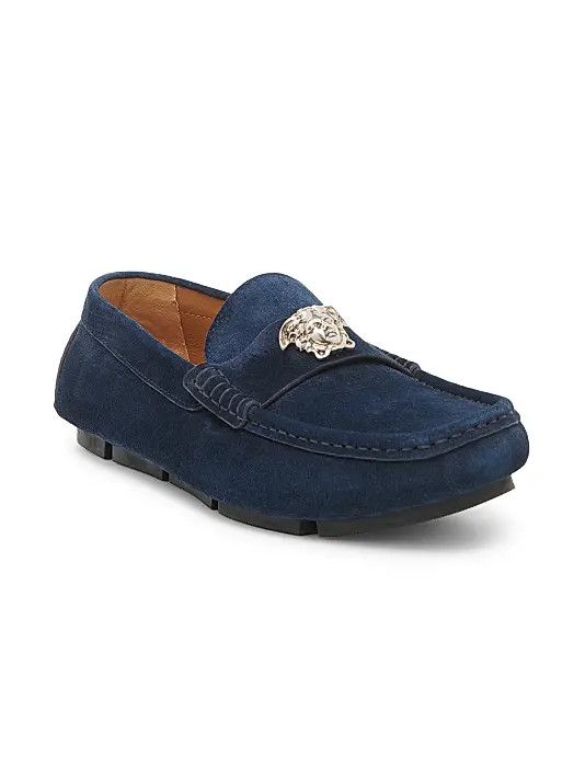 Versace os11x0326 Medusa Suede Driving Loafers in Blue Size US 13 / EU 46 - 2 Thumbnail