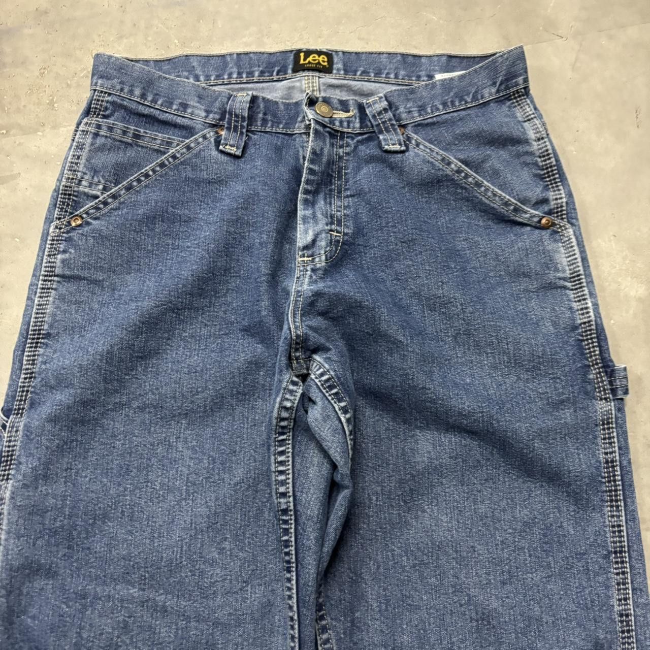 Japanese Brand × Vintage Crazy Vintage Y2K/2000s Dark Blue Wash Carpenter Denim Jeans! Size US 28 / EU 44 - 5 Thumbnail