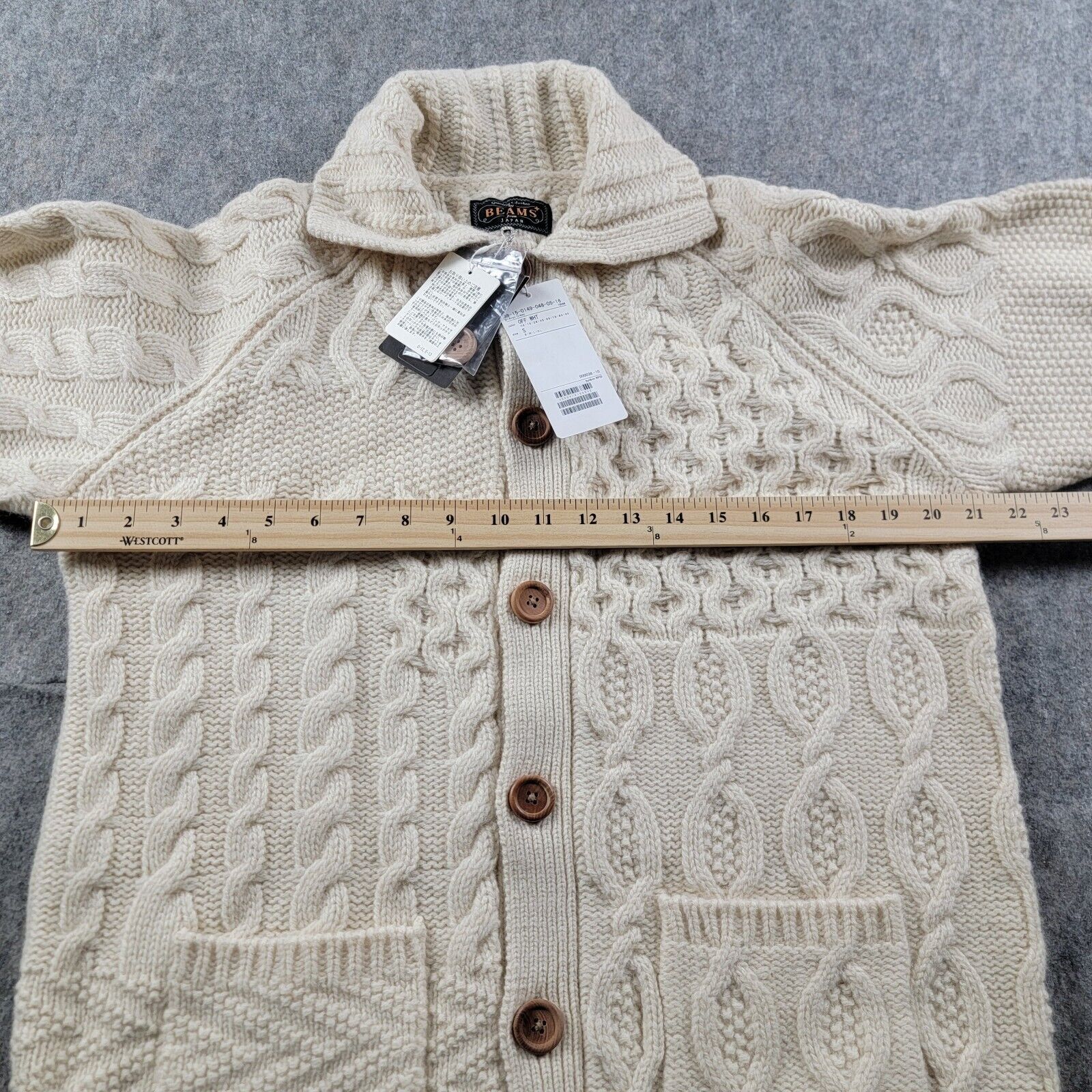 Beams Plus Beams Plus Alan Patchwork Wool Cardigan Aran Knit NWT Size US S / EU 44-46 / 1 - 4 Thumbnail