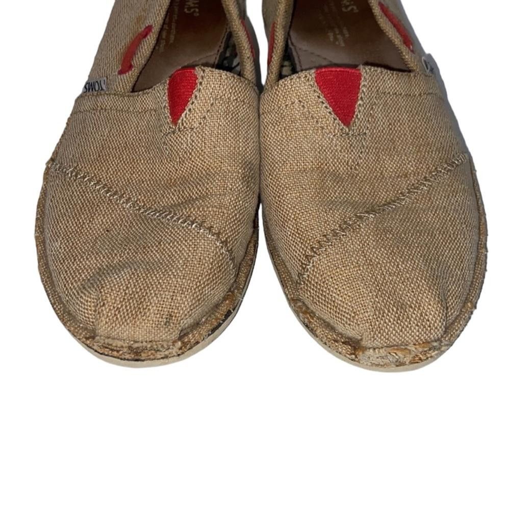 Toms Toms l Burlap Red Drawstring Slip-On Flats Size 8 Size US 8 / IT 38 - 3 Thumbnail