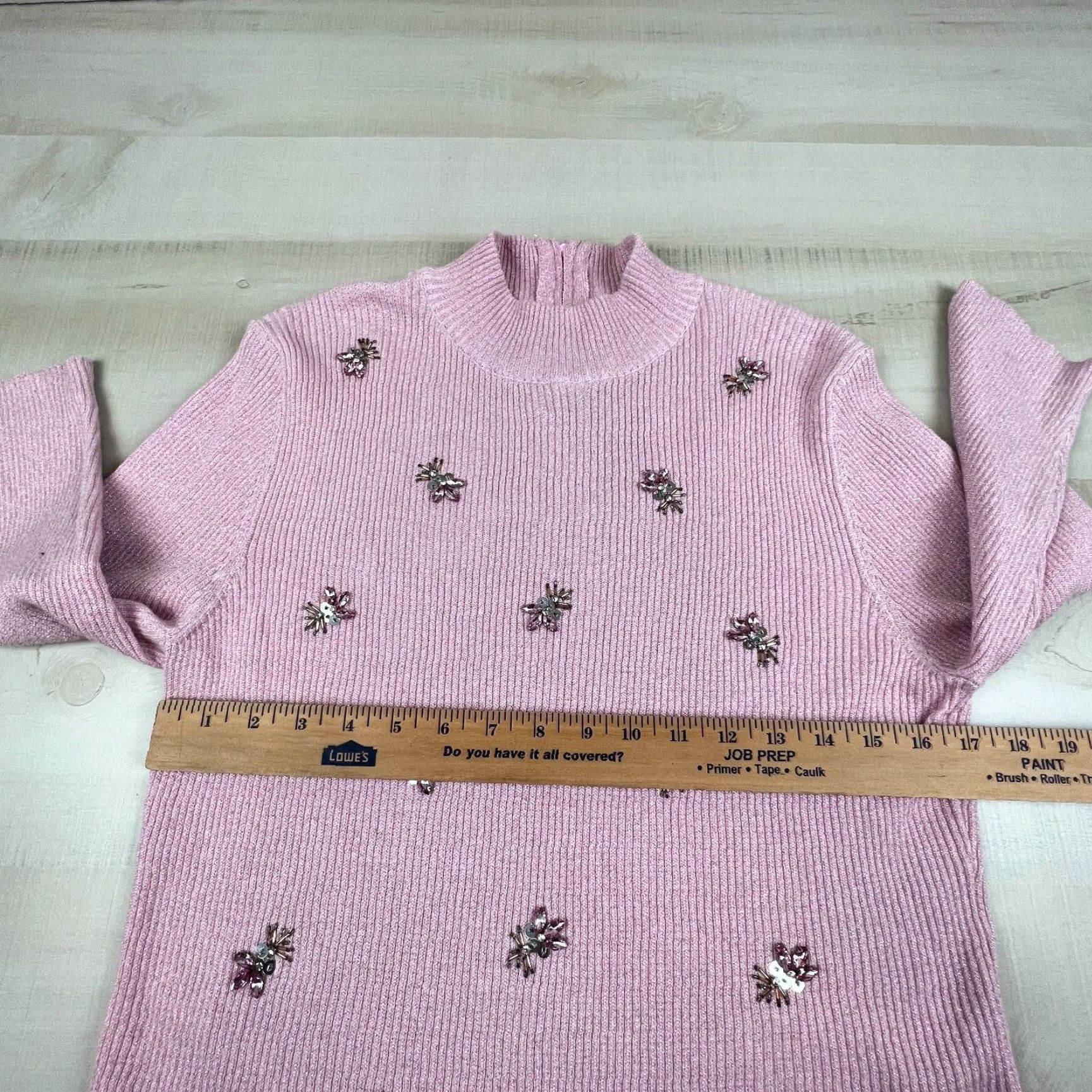 Vintage Lauren Michelle Womens Sweater XL Pink Rhinestones Mock Neck 3/4 Sleeves New Size XL / US 12-14 / IT 48-50 - 6 Thumbnail