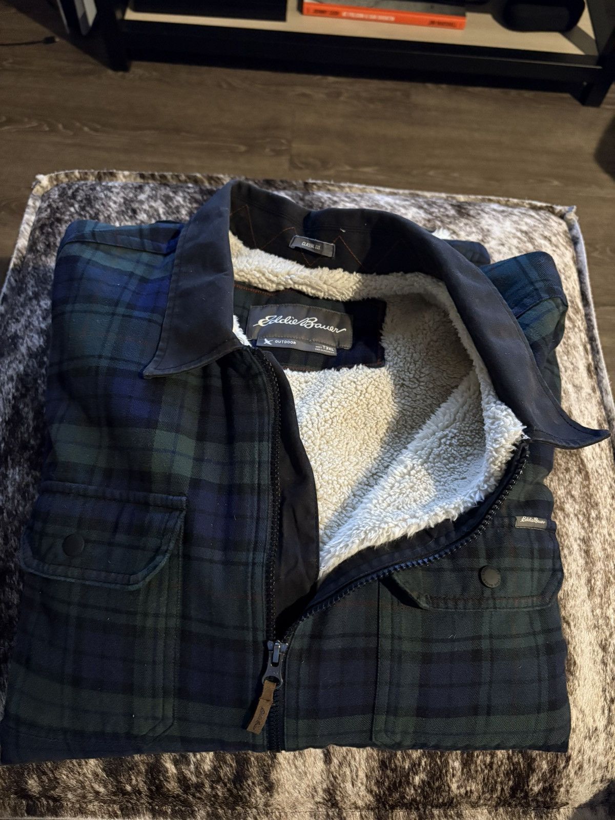Eddie Bauer Eddie Bauer Shearling-Lined Flannel Shirt Jacket 3XLT Size US XXL / EU 58 / 5 - 2 Thumbnail