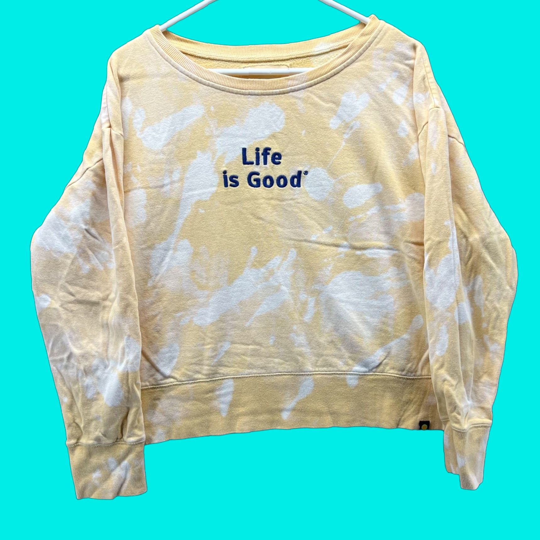 Life is Good Life is Good Sweatshirt Womens M Yellow Tie Dye Boat Neck Graphic Pullover Size M / US 6-8 / IT 42-44 - 1 Thumbnail