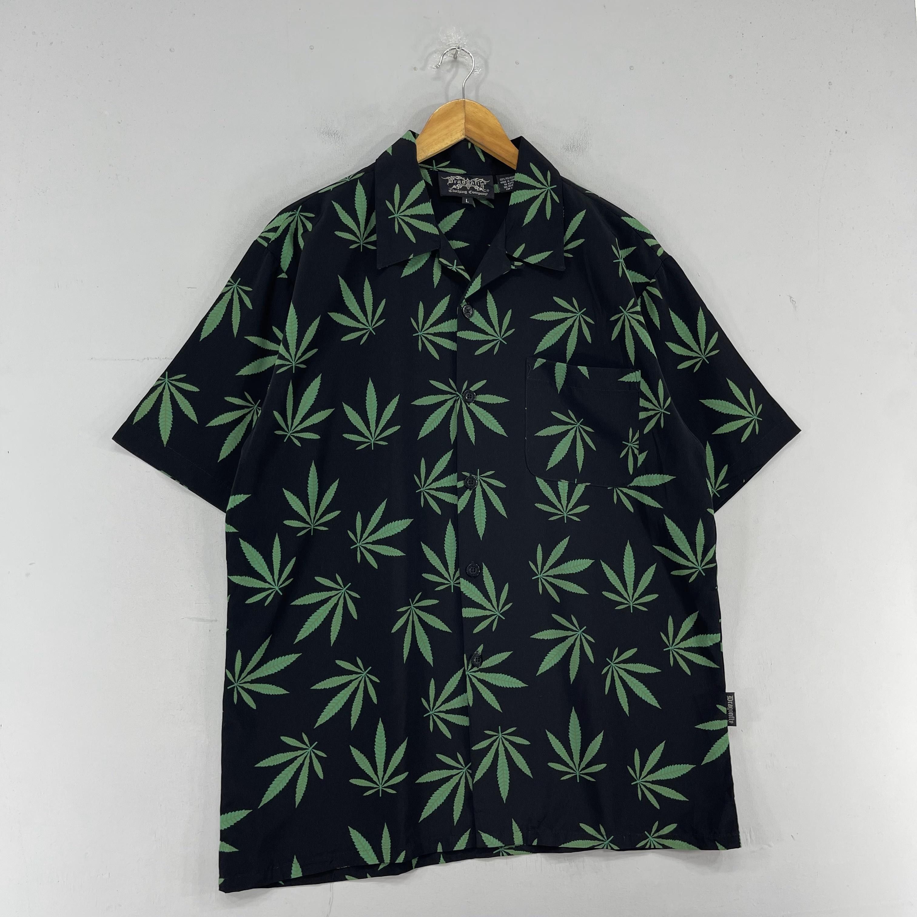 Japanese Brand × Snoop Dogg × Vintage Vintage Marijuana Smoke Weed All Over Print Button Up Shirt Size US L / EU 52-54 / 3 - 4 Thumbnail