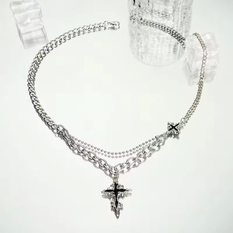 Other Retro punk gothic melting cross layered chain necklace y2k Size ONE SIZE - 3 Thumbnail