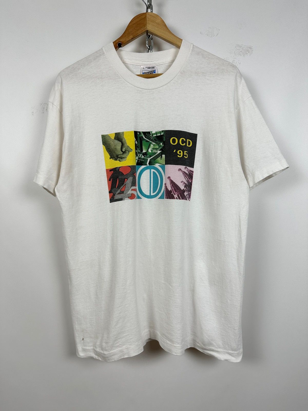 Vintage 1995 Vintage Pfizer OCD Single Stitch White T-Shirt Size US L / EU 52-54 / 3 - 3 Thumbnail