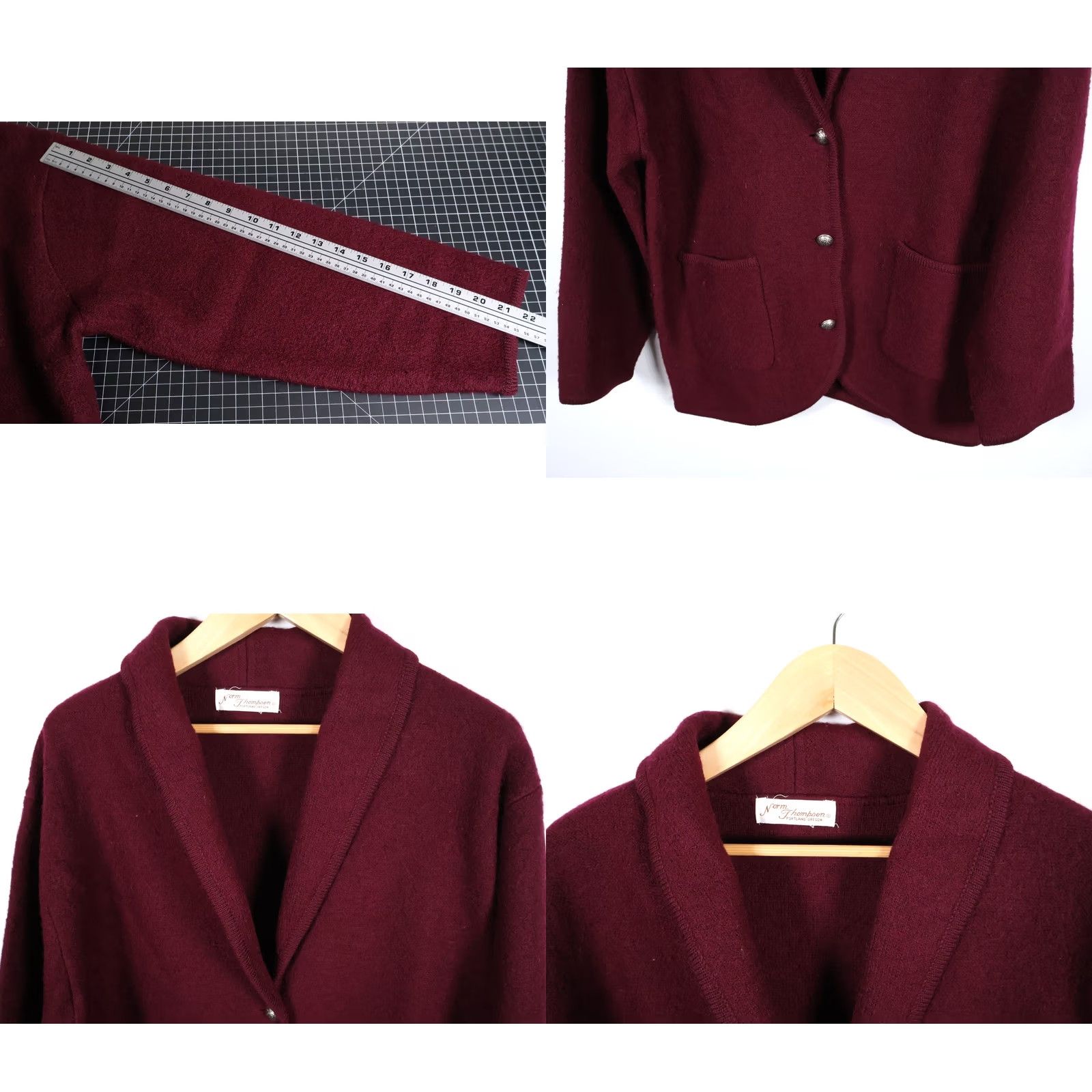 Jim Thompson VINTAGE Norm Thompson Cardigan Sweater Wool Dark Red Shawl Collar Womens XL Classic Retro Size XL / US 12-14 / IT 48-50 - 8 Thumbnail